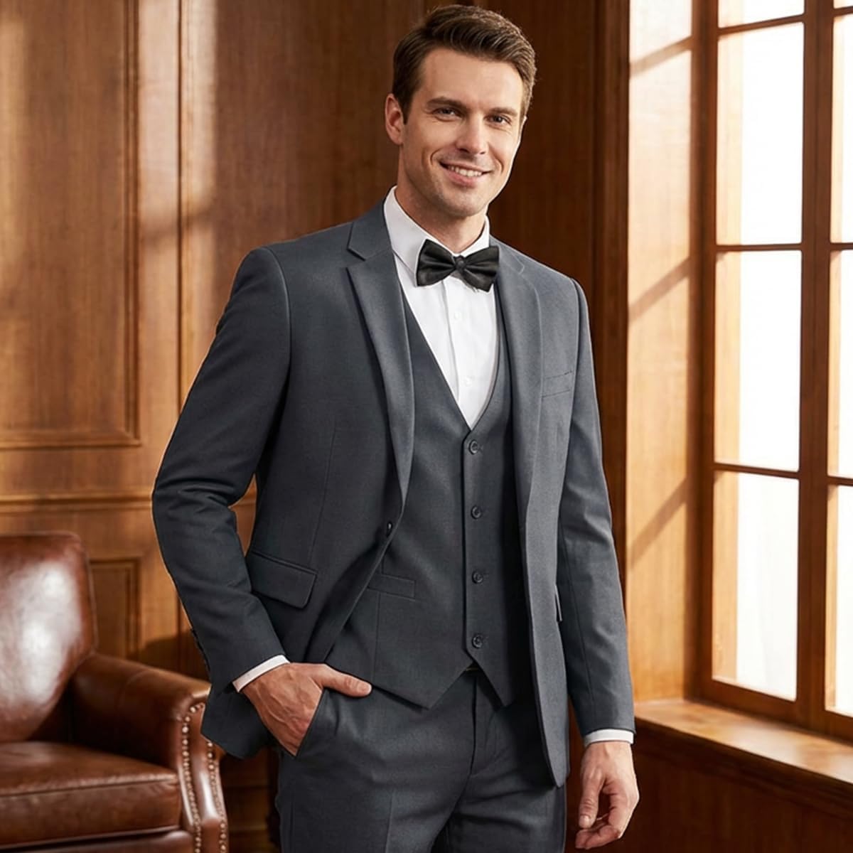 Detalle 2 de 3-Piece Slim Fit Suit with Bow Tie 1 Set