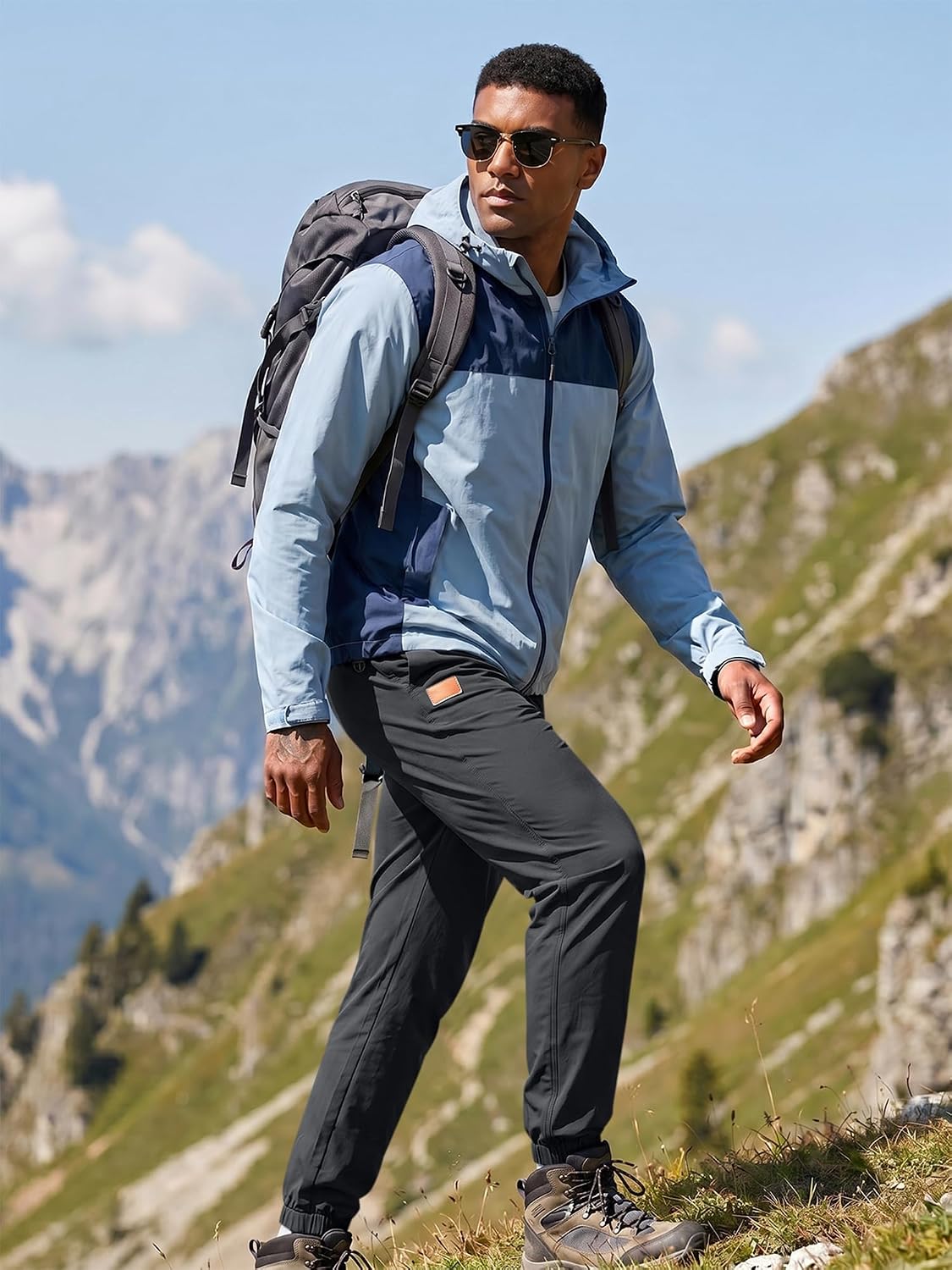 Detalle de JMIERR Herren Chino Cargo Jogginghose aus Baumwolle mit Kordelzug und Taschen