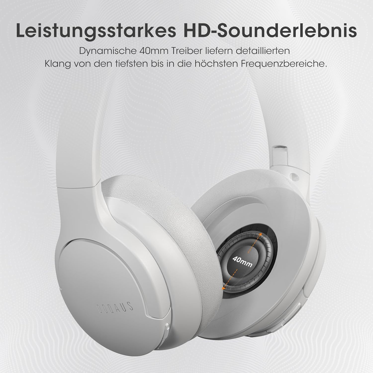 Thumbnail 6 de DOQAUS Kabellose Bluetooth Over-Ear-Kopfhörer mit bis zu 90 Std. Laufzeit, 3 EQ-Modi & Mikrofon (faltbar, hellgrau)
