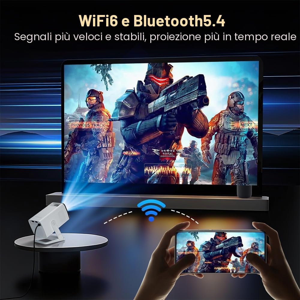 Thumbnail 5 de [App Integrate & Android 14] Mini Proiettore Lyncast con WiFi 6, 5G e Bluetooth 5.4