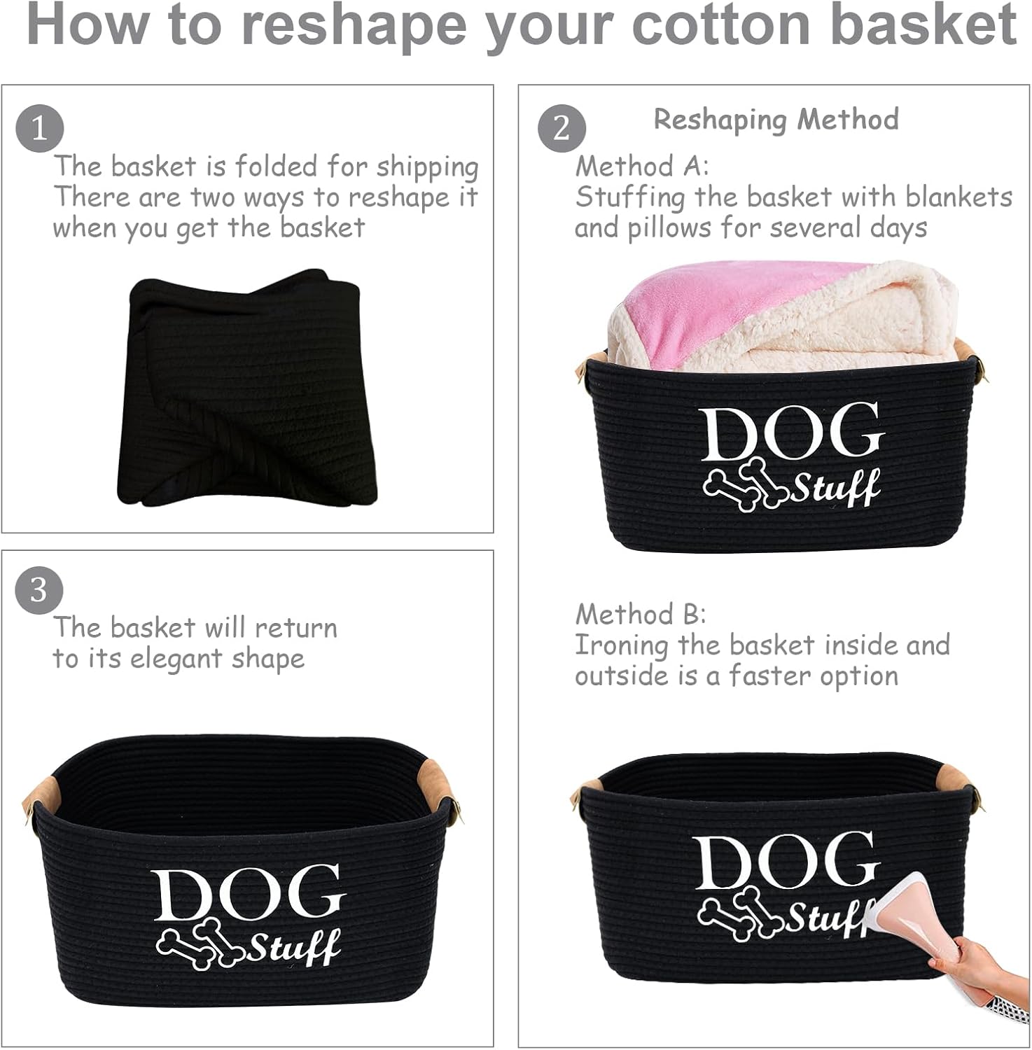 Thumbnail 3 de Morezi Durable Cotton Rope Dog Toy Storage Bin (Large) – Black