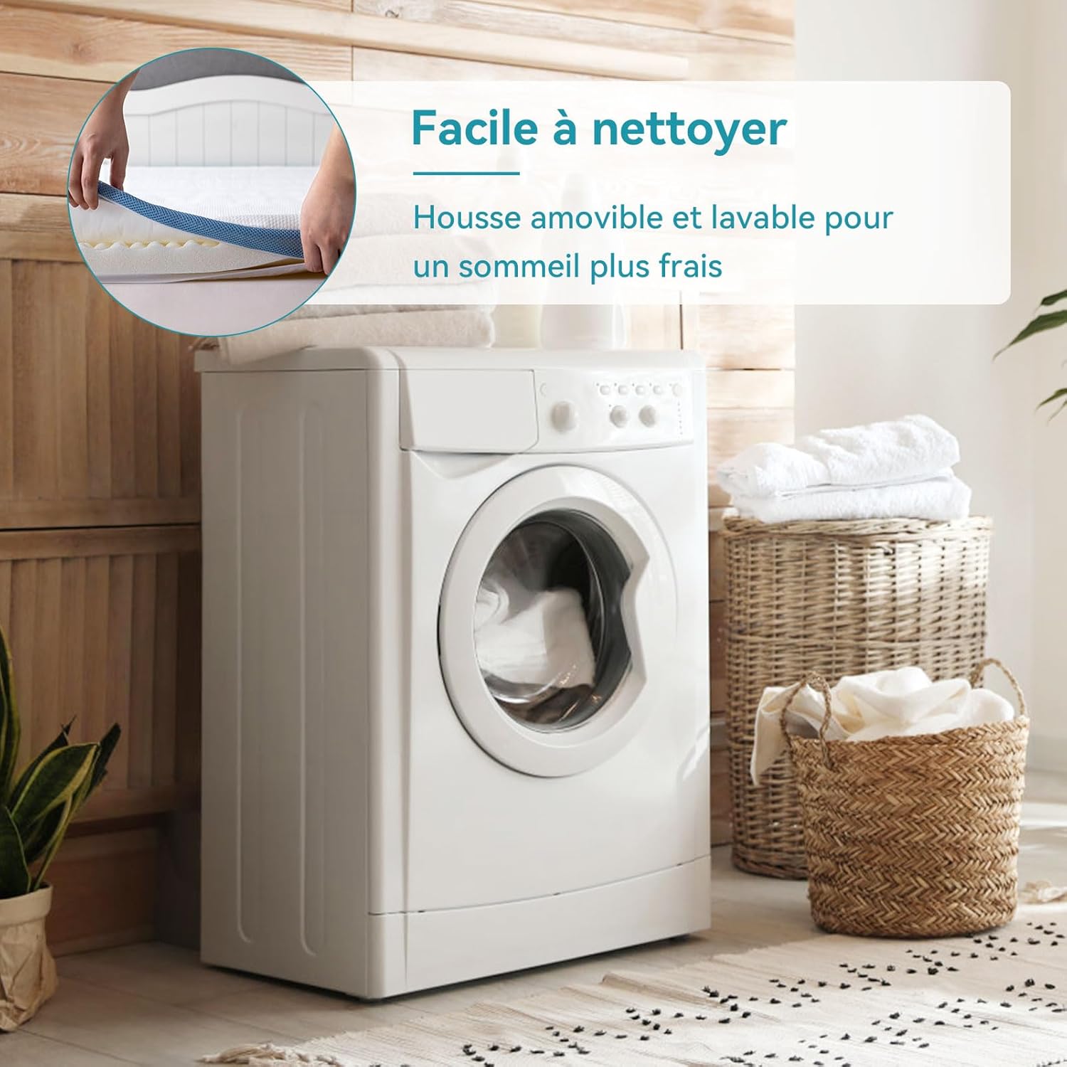 Thumbnail 6 de Amazon Basics Topper Matrimoniale 160 x 190 cm in Memory Foam 5 cm con Angoli Elastici – Bianco
