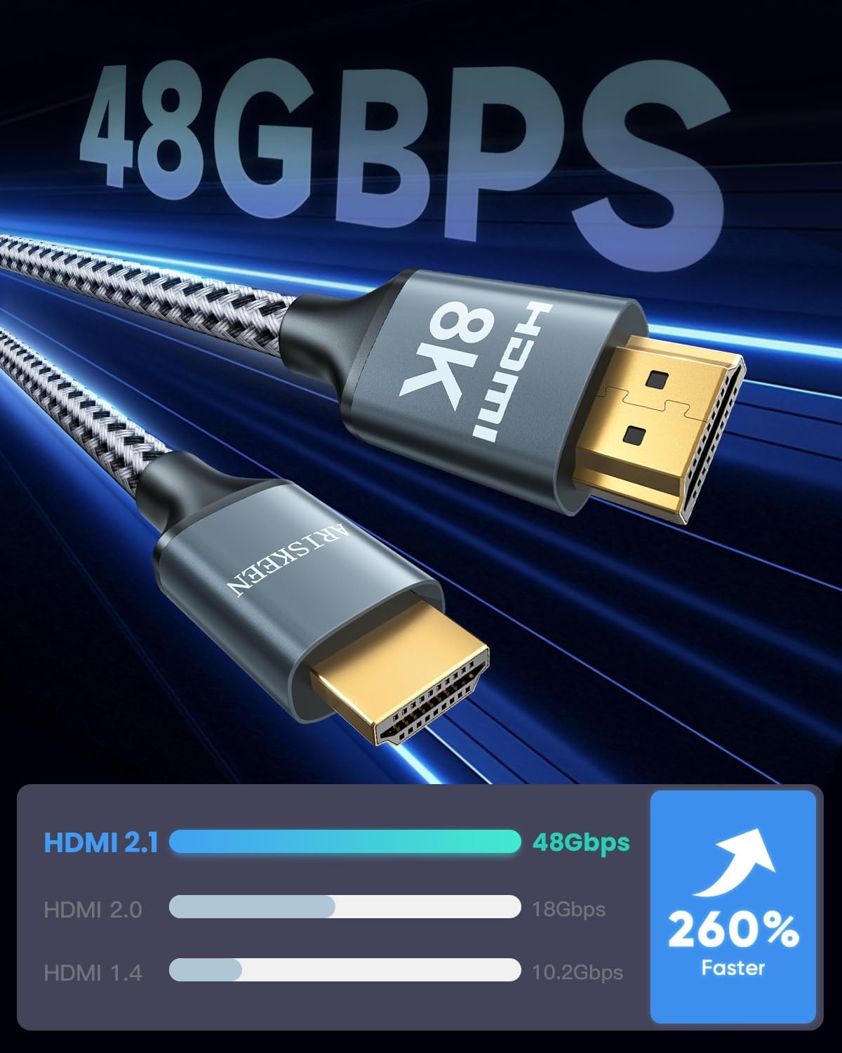 Detalle 2 de ARISKEEN HDMI 2.1 Kabel 1 m für 8K