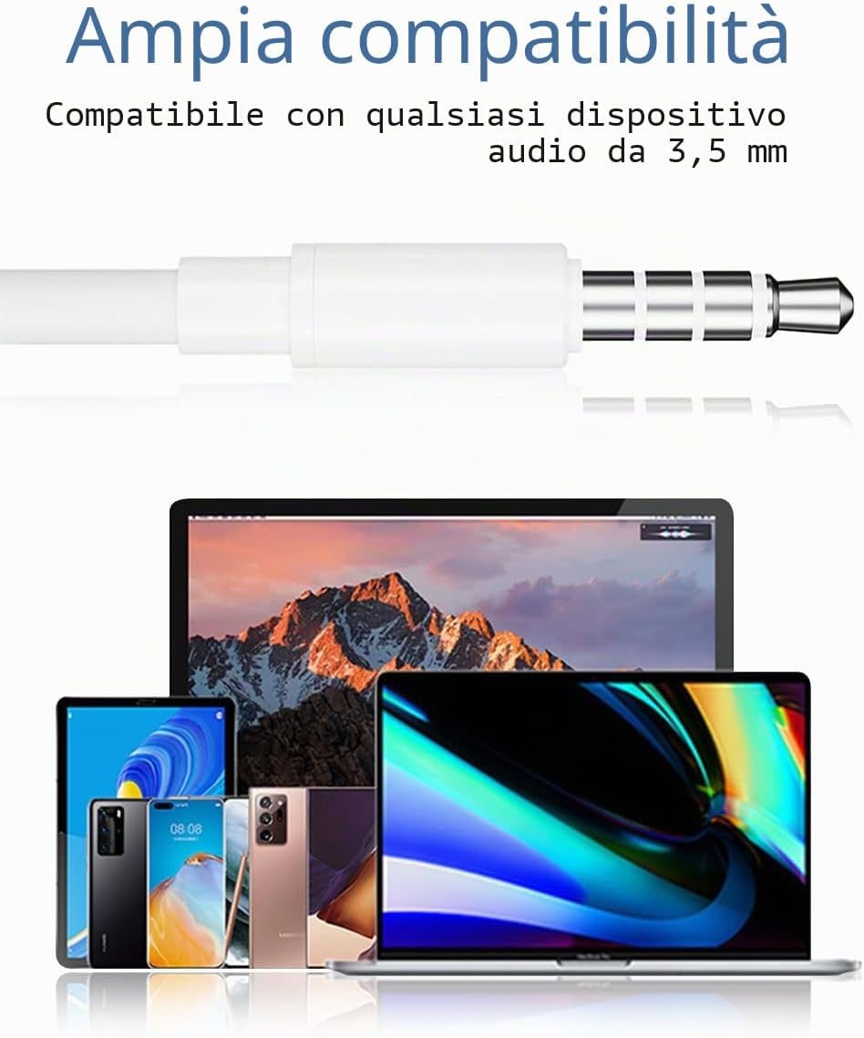 Detalle de JYmusic Cuffie con Filo: Auricolari In-Ear con Microfono e Controllo a Cavo per Jack 3,5 mm