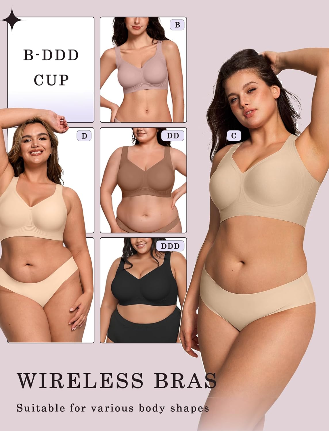 Detalle 1 de OEAK Wireless Jelly Bra, Plus Size Support