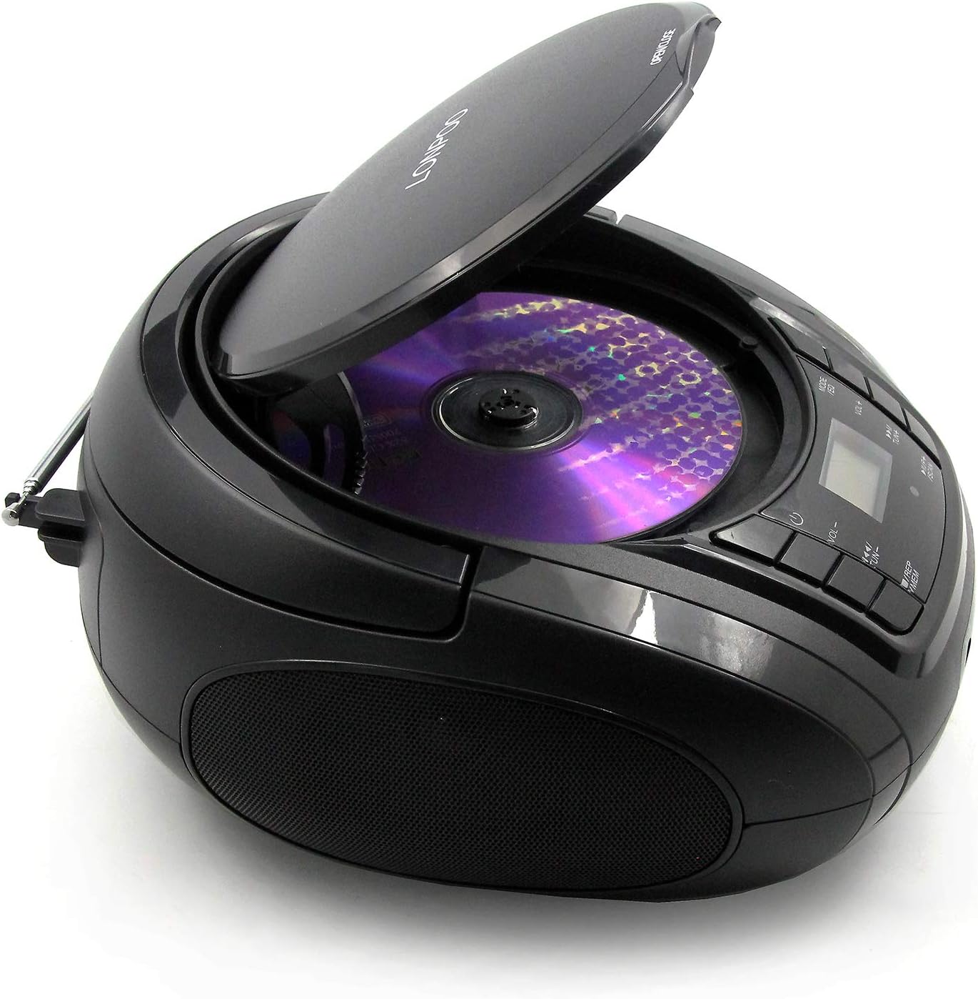 Detalle de LONPOO Lettore CD Portatile con Bluetooth, radio FM e USB (nero)