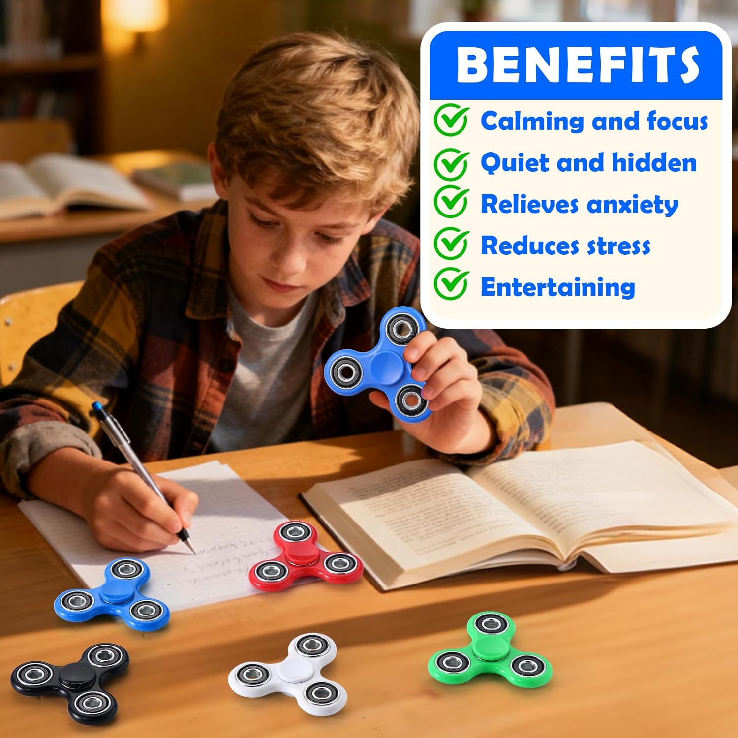 Detalle de SCIONE 5-Piece Fidget Spinner Set (Anti-stress) – Smooth Manual Spinners for Kids & Adults
