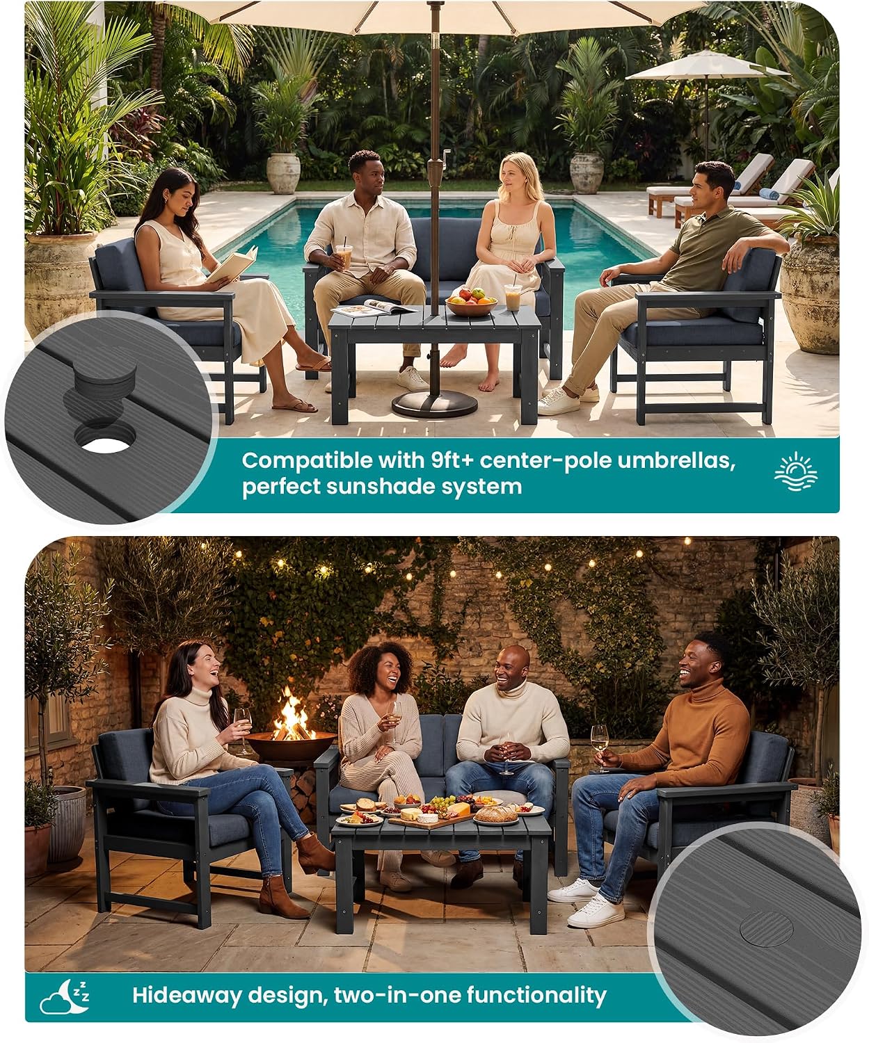 Detalle 2 de SERWALL Outdoor Conversation Sofa Set, HDPE