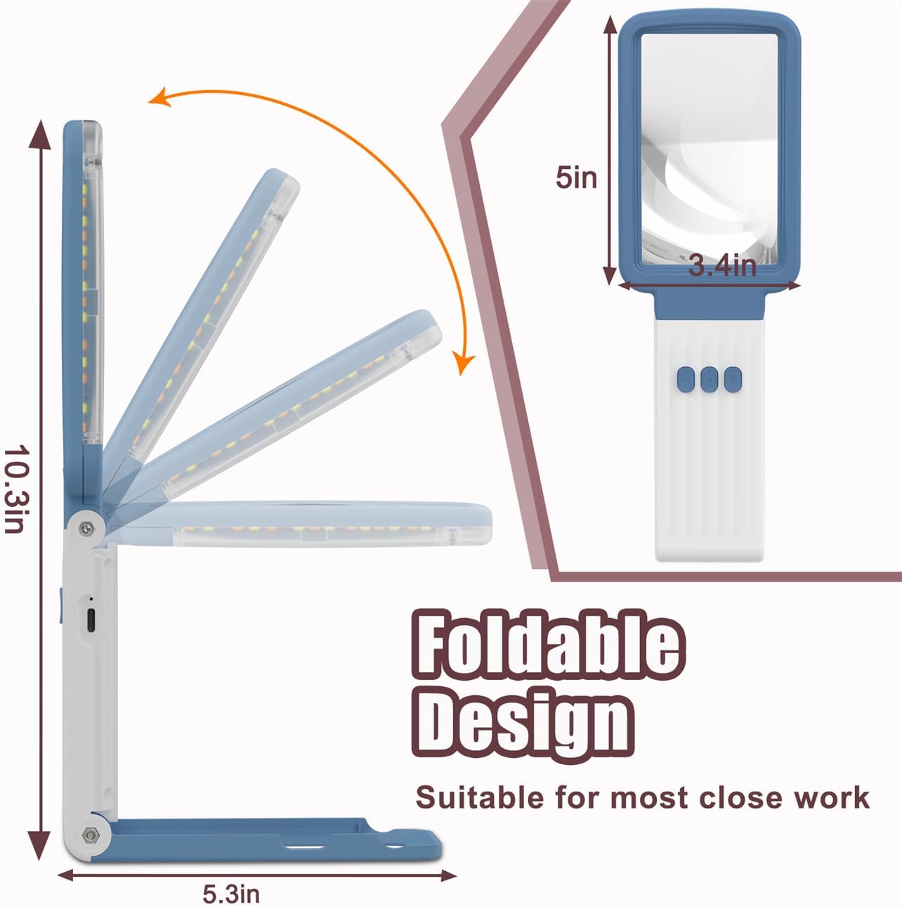 Thumbnail 4 de Coteck 15X Magnifying Glass with Light and Stand — Real Glass Lens, USB Rechargeable, Foldable Handheld & Desktop Magnifier