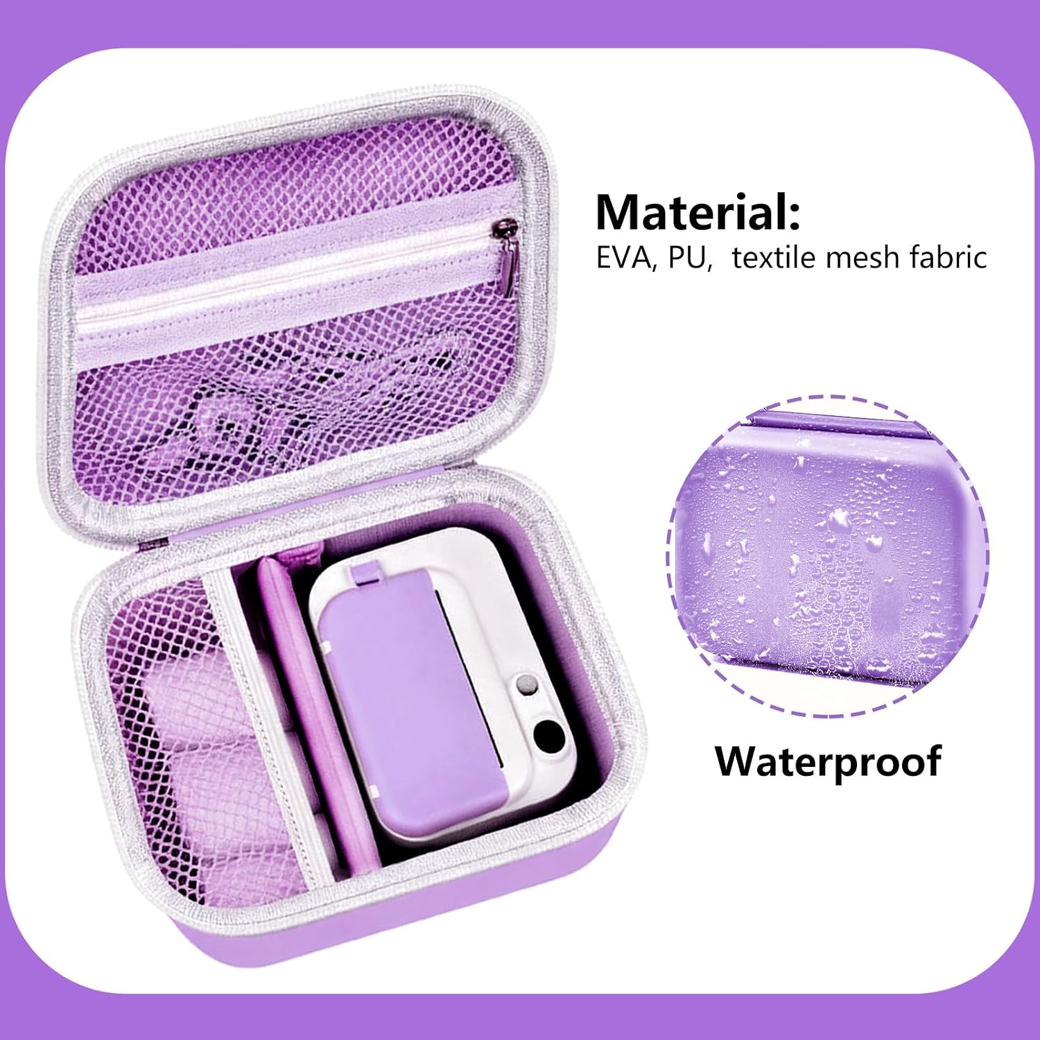 Thumbnail 2 de Kids Camera Case for Instant Print Cameras (Purple) – Fits ETIKEZ, Hangrui, HiMont and More