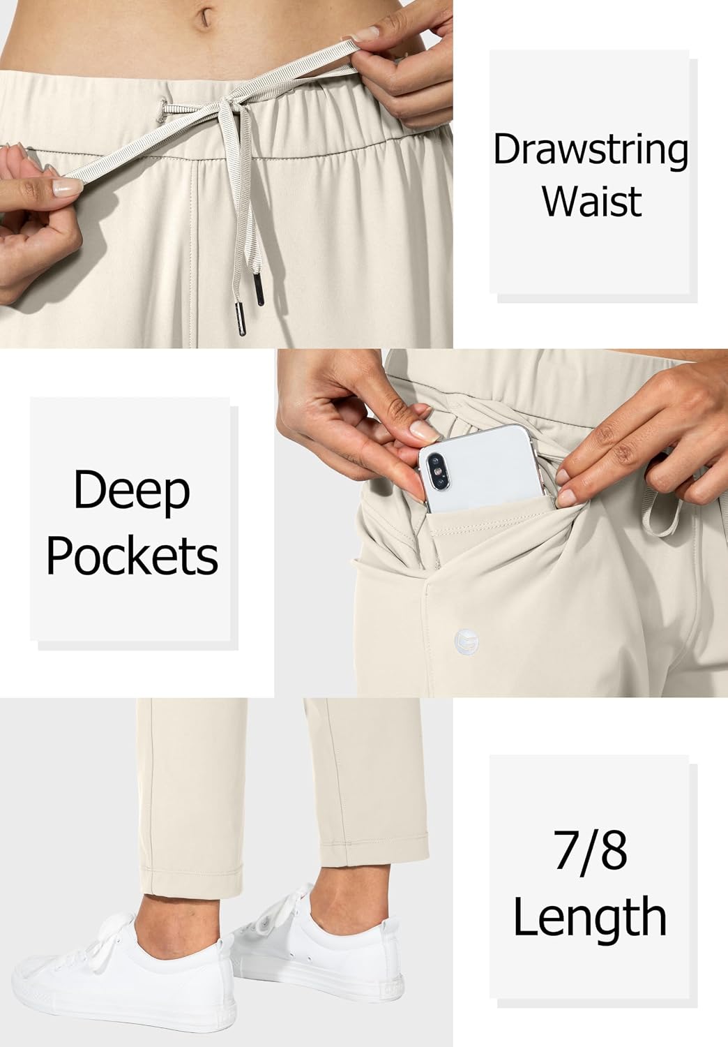 Detalle 1 de G Gradual Women's 7/8 Stretch Ankle Pants with Deep Pockets and Drawstring