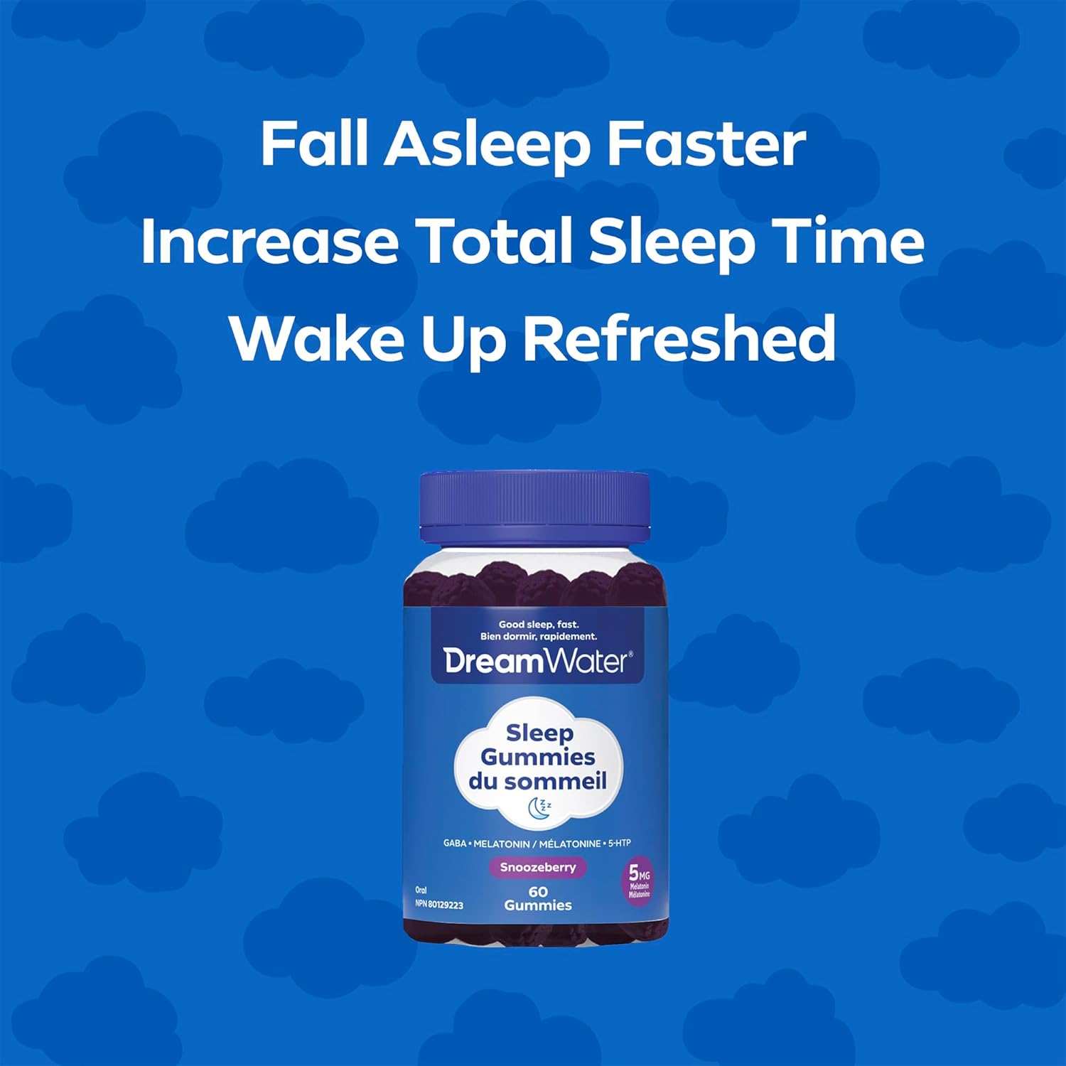 Detalle 2 de Dream Water Snoozeberry Sleep Gummies with Melatonin, GABA & 5-HTP, 60 Count