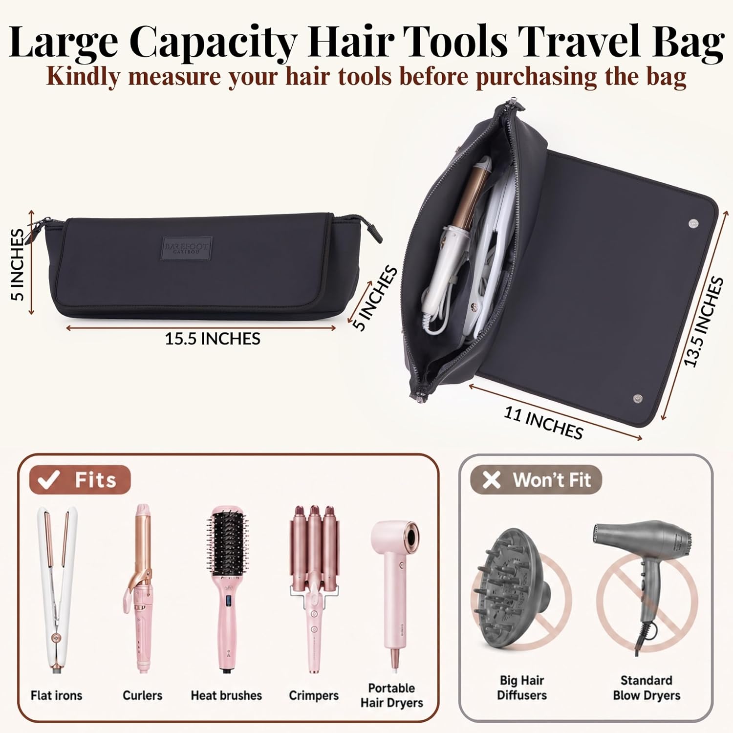 Detalle de Barefoot Caribou Hair Tools Travel Bag and Heat Resistant Mat (15.5")