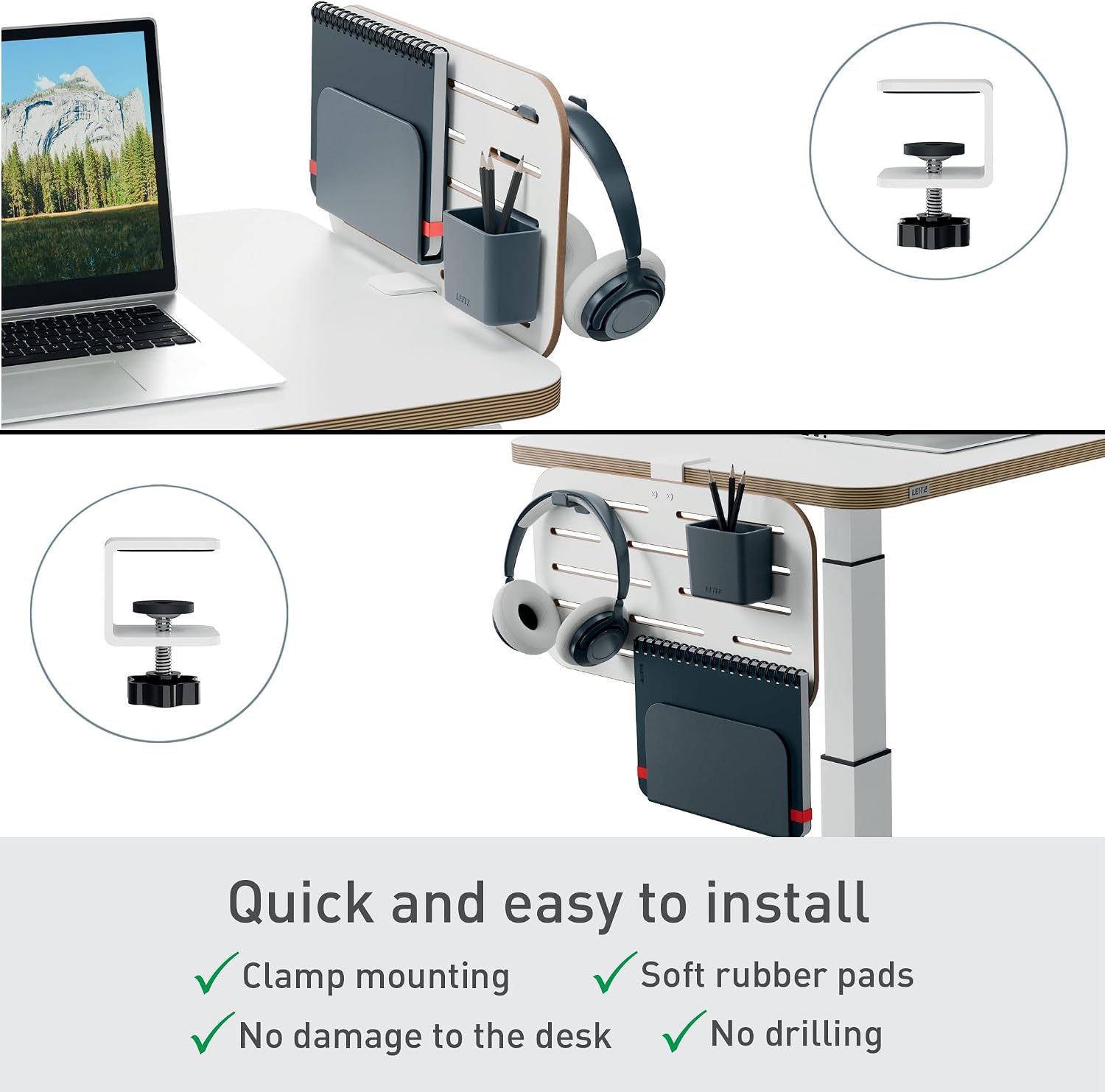 Thumbnail 4 de Leitz Ergo Small Pegboard Desk Organiser 65480000 (White) with Desk Tidy Accessories