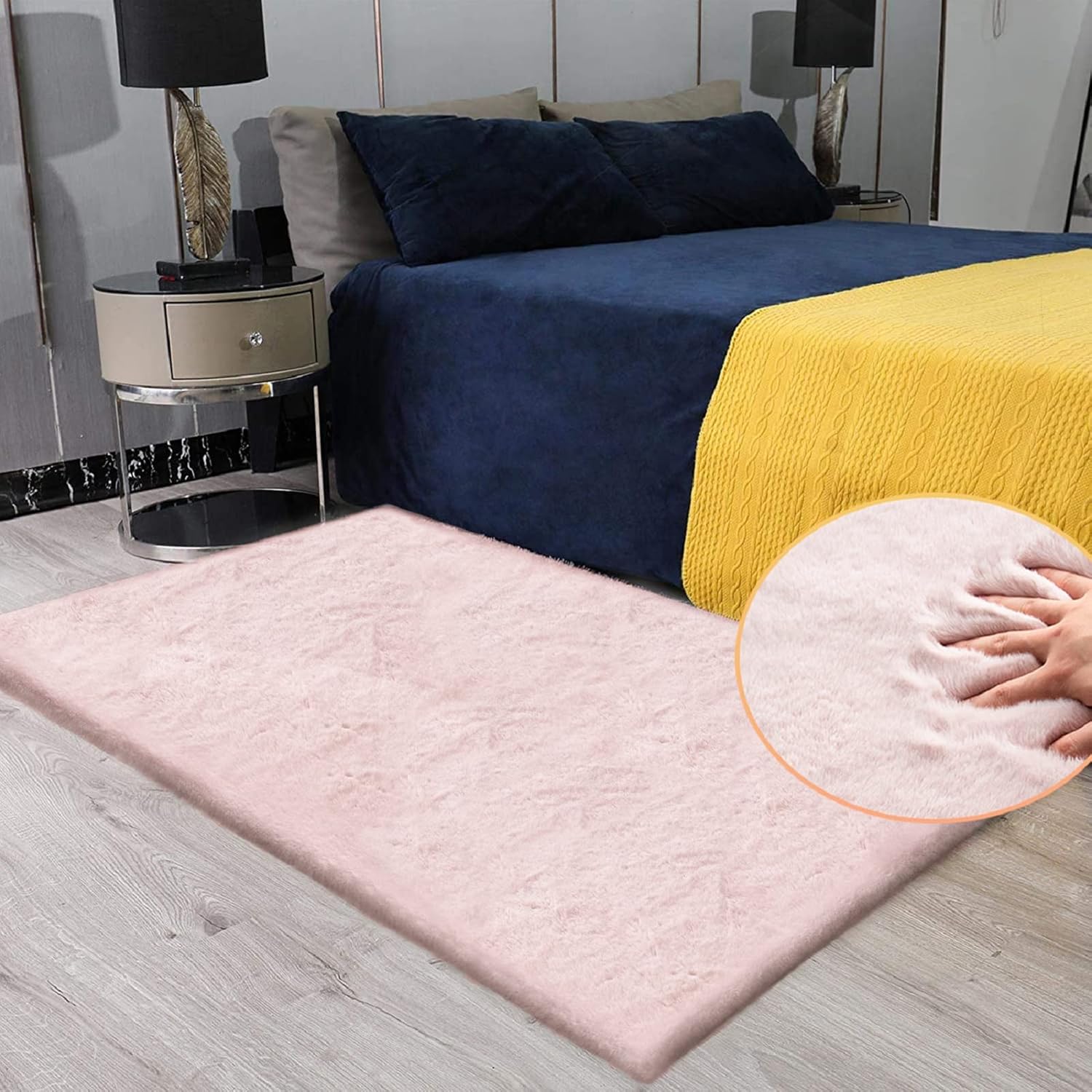 Thumbnail 1 de ORINOVA Teppich Schlafzimmer Flauschig Rosa 90x150 cm – Kunstfell Bettvorleger