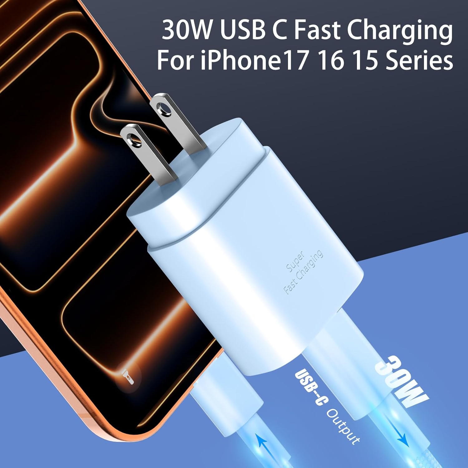 Thumbnail 1 de Phone 16/15 Charger Fast Charging 30W with 10ft USB-C Cable (2-Pack)