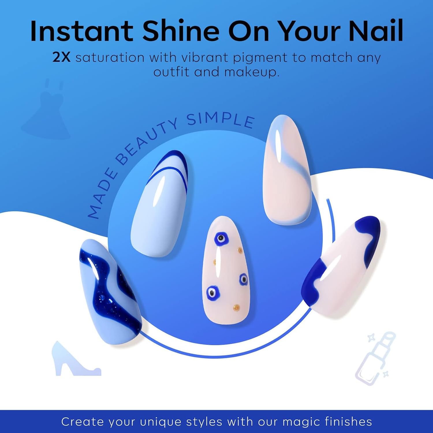 Thumbnail 1 de modelones Blue Gel Nail Polish Set 6 Colors 28+ days