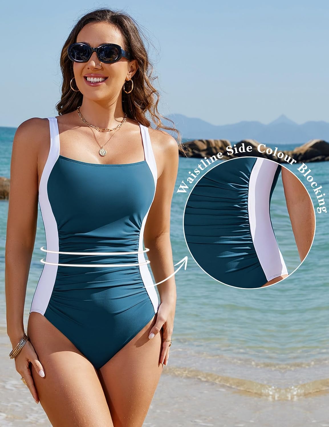 Detalle 2 de FemiChic Bauchweg Badeanzug mit 82% Nylon