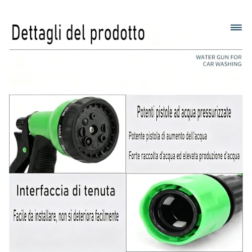 Detalle de Tubo Giardino Estensibile XIBALOM 15 m (50 ft) con Pistola Spruzzo 8 Funzioni