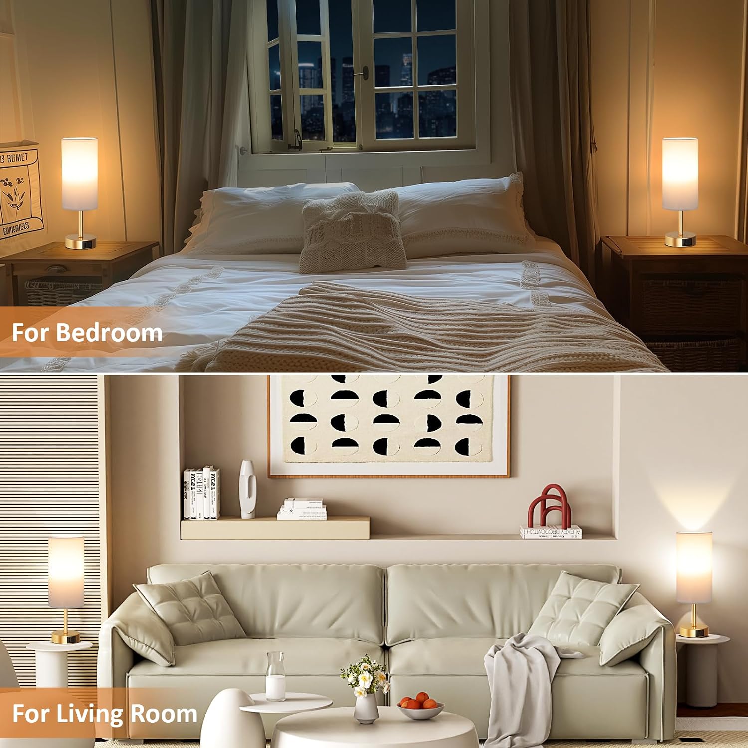 Detalle 2 de Aooshine bedside lamp set of 2, dimmable 6W