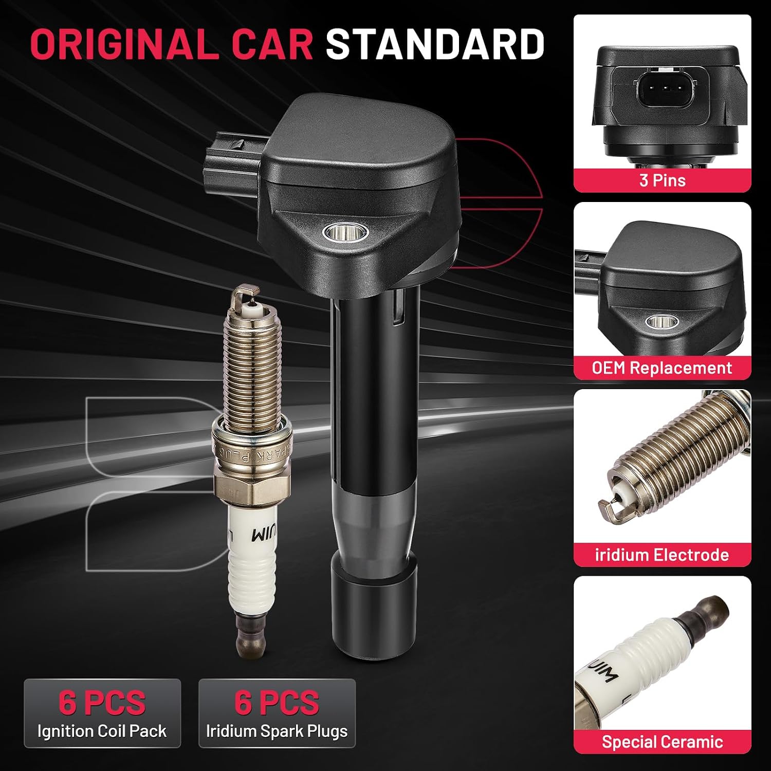 Thumbnail 5 de BDFHYK UF603 Ignition Coils Set of 6 with Iridium Plugs