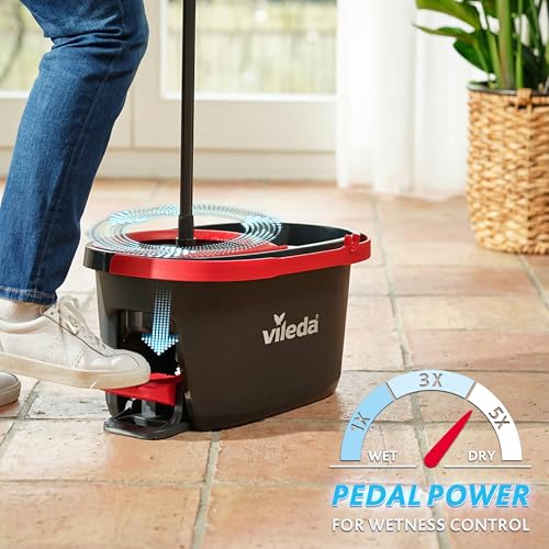Detalle de Vileda Turbo Set de Fregona con Cubo y Escurridor Giratorio Activado con Pedal