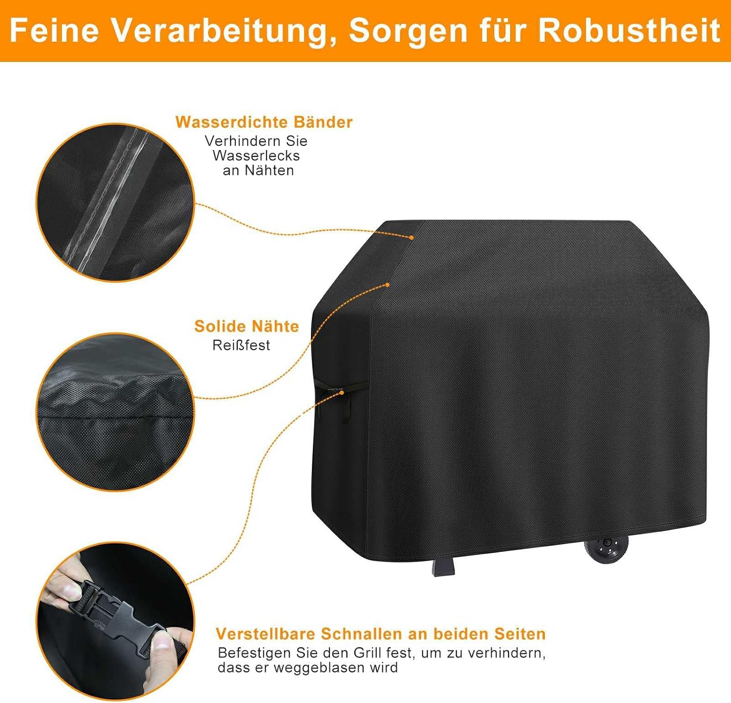 Detalle de Gasgrill-Abdeckung für Enders Monroe PRO 3 SIK Turbo / Shadow – Groß (155 x 66 x 112 cm)