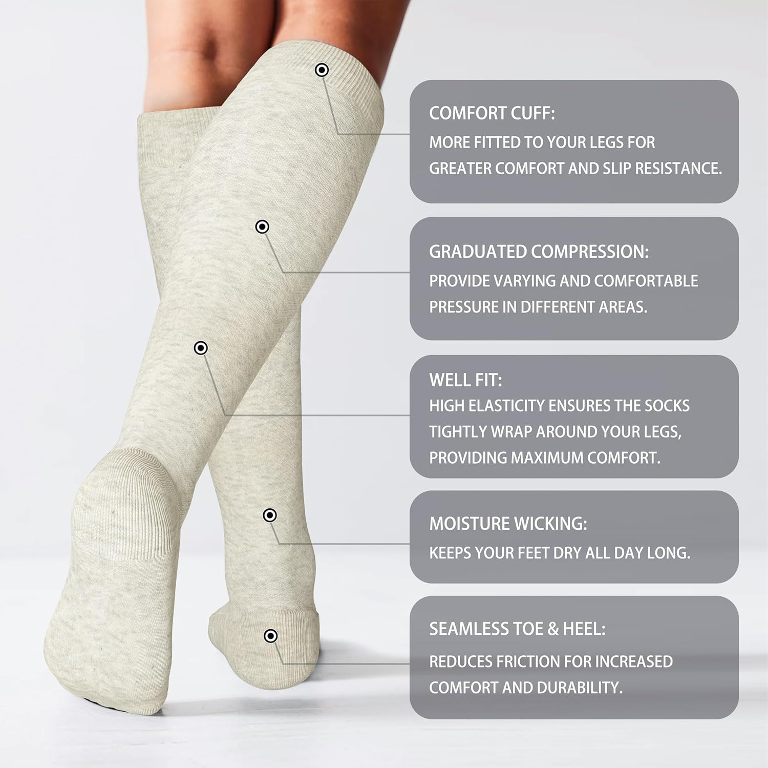 Thumbnail 1 de LEVSOX Thick Cotton Compression Socks 20-30mmHg