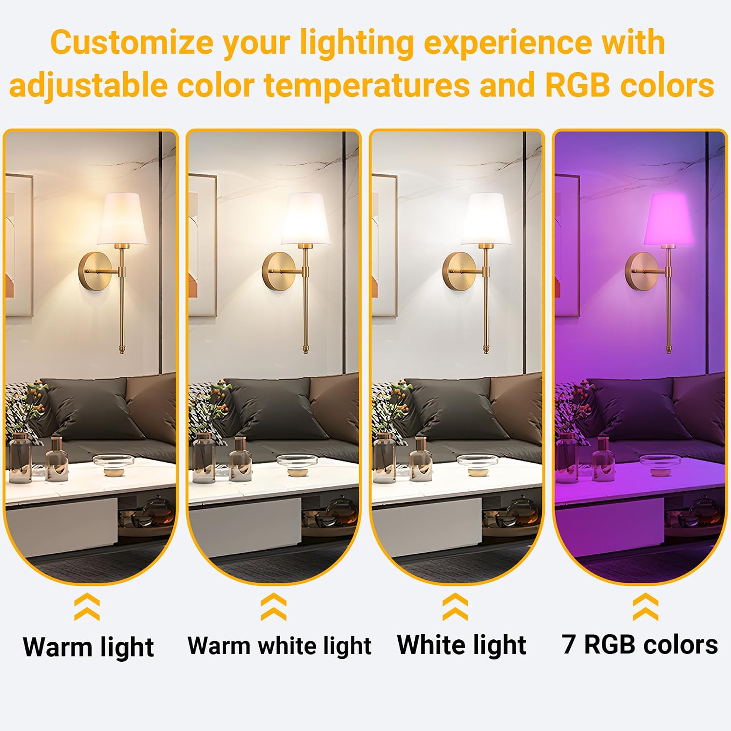 Detalle de Vimhou Peel and Stick Wall Sconces (Set of 2) — Battery-Powered, No-Drill LED Wall Lamps with Magnetic Corn Bulbs