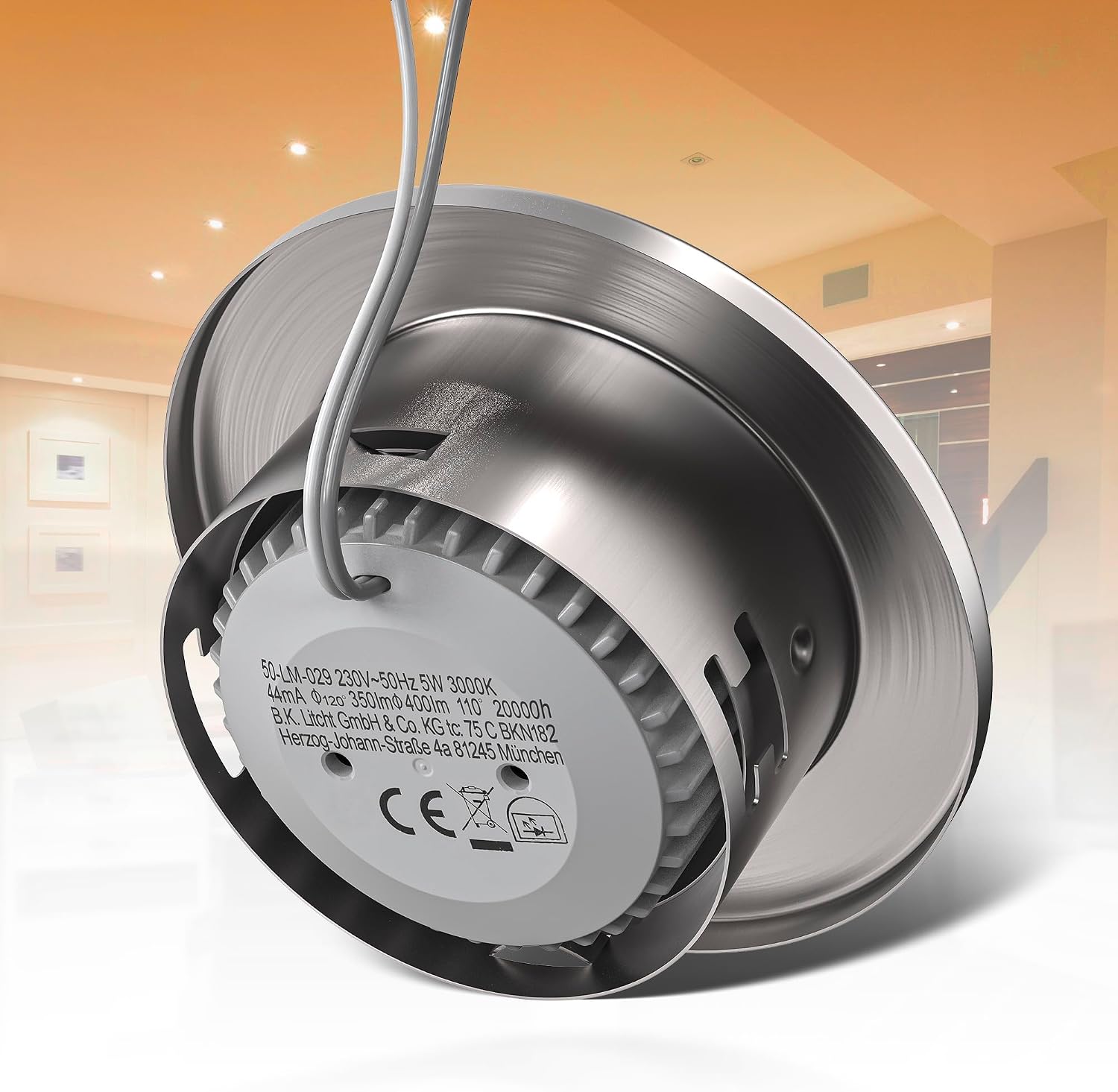 Detalle 1 de B.K.Licht zestaw 5 wpuszczanych lamp LED 4,8 W, 3000 K, odchylane