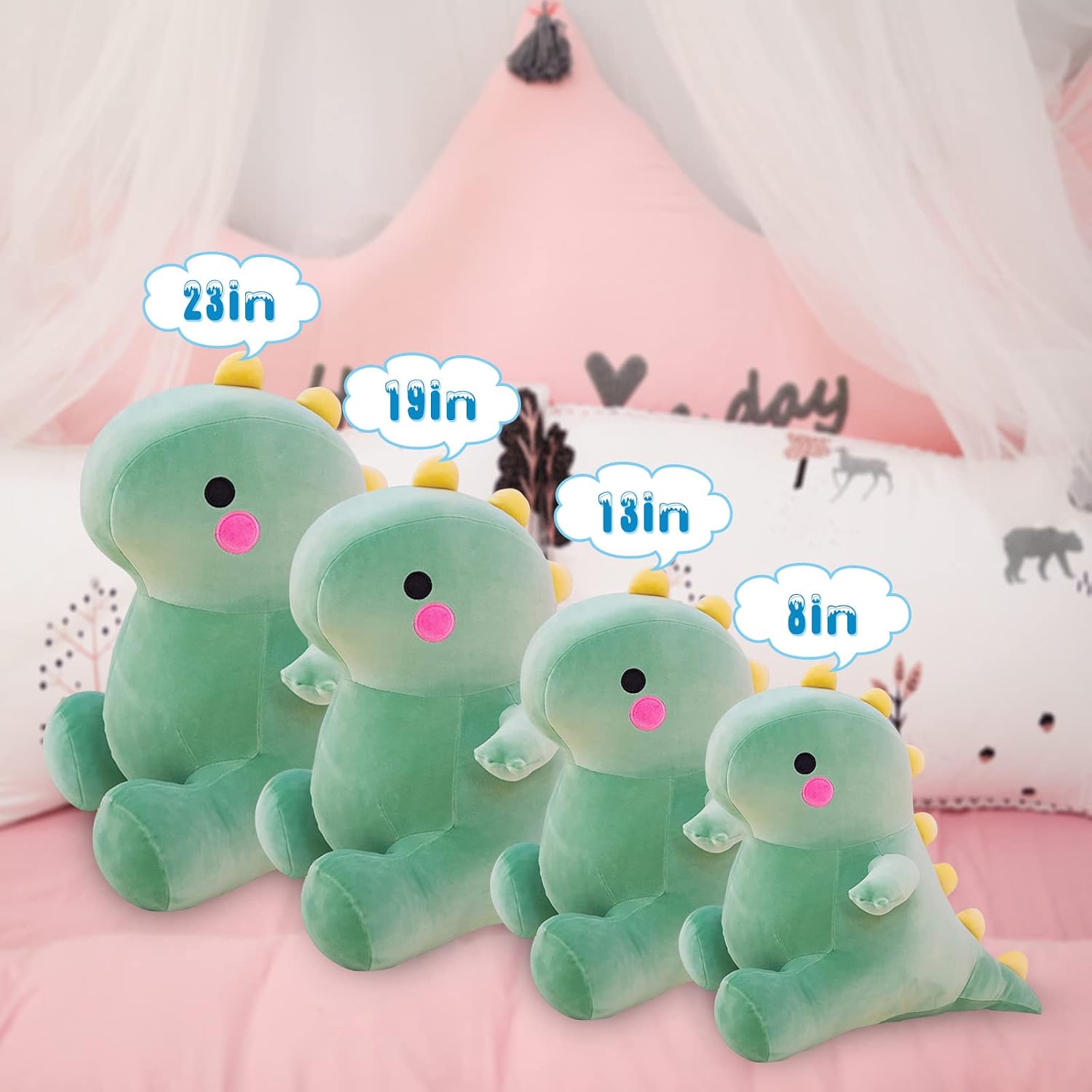 Detalle de DUANMUL Cute Fat Dinosaur Plush Toys (Green, 8in) — Soft Stuffed Dino for Kids