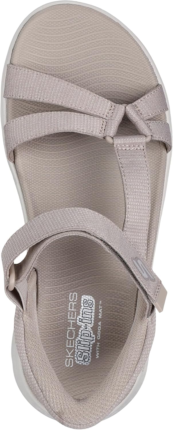 Detalle de Skechers Mujer Go Walk Flex Sandal Illuminate Slip-In Taupe Textile (38 EU)