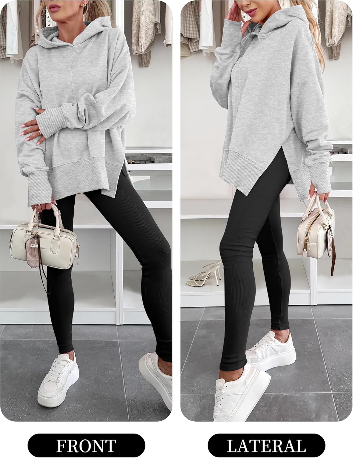 Thumbnail 5 de ANRABESS Womens Oversized Hoodie side-slit pullover