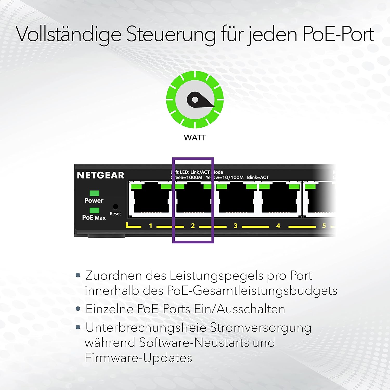 Thumbnail 3 de NETGEAR GS308EP PoE+ Managed Switch (8-Port Gigabit) mit 62W, VLAN, IGMP Snooping und QoS