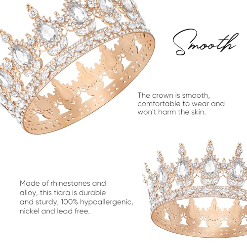 Detalle de DRESHOW Tiara Redonda Completa: Corona de Cristal y Diamantes de Imitación para Boda y Fiesta