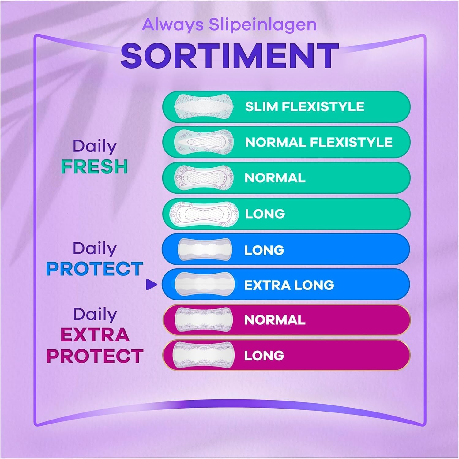 Detalle de Always Daily Protect Damen Extra Long 162 Slipeinlagen – Sparpackung 3x54 Stück mit frischem Duft