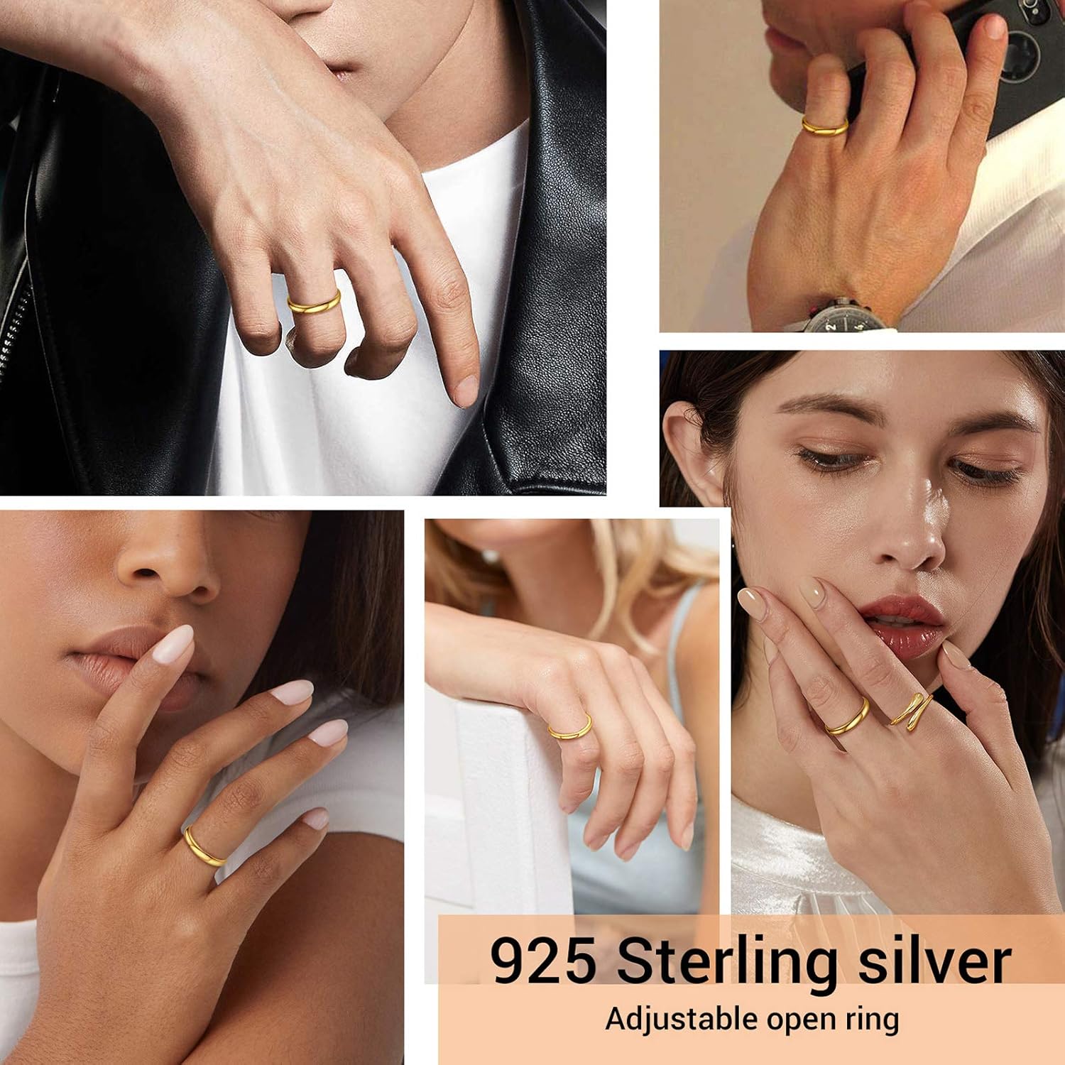 Thumbnail 1 de Bague ouverte femme PROSILVER en argent 925, anneau réglable forme lune, étoile, feuille ou celtique