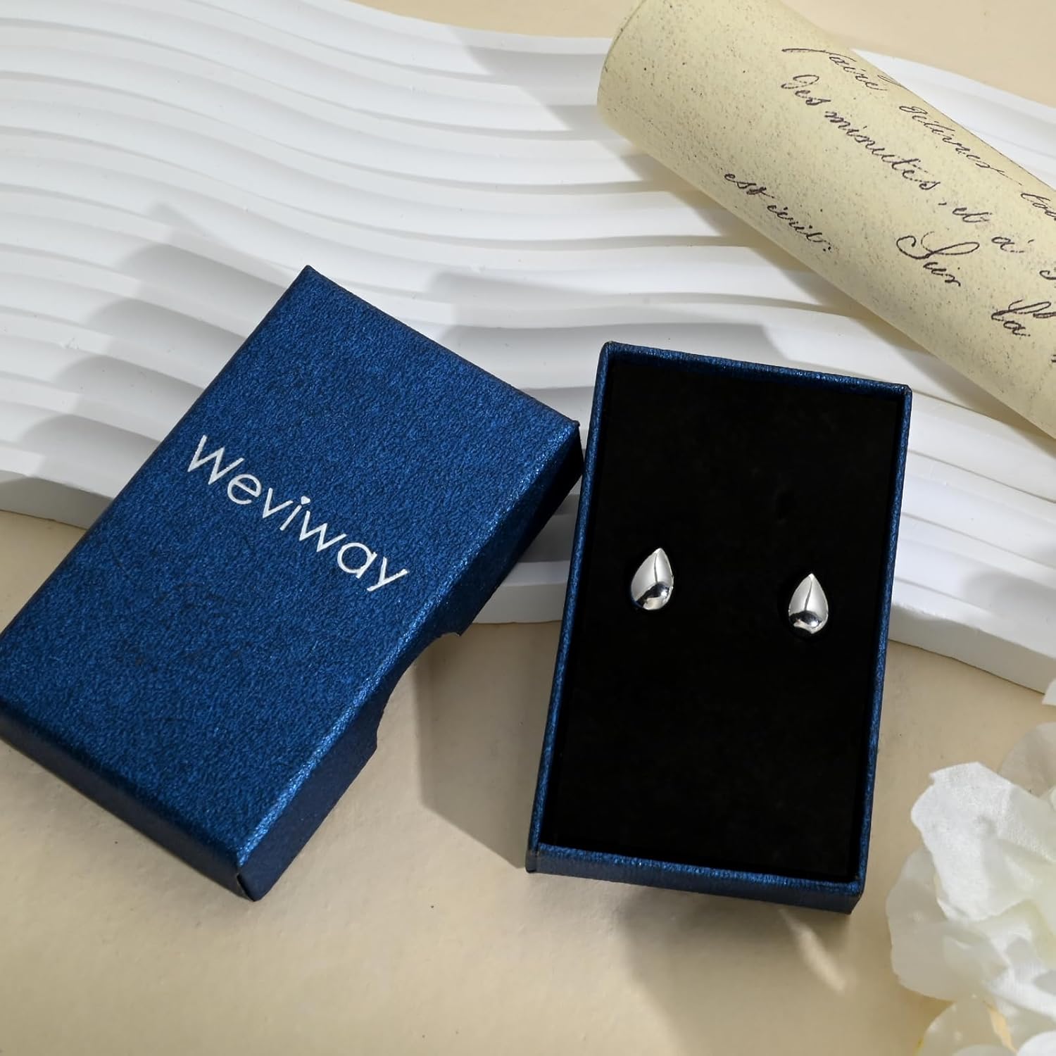 Thumbnail 6 de Weviway 925 Sterling Silver Teardrop Stud Earrings – Small, Lightweight Classic Design