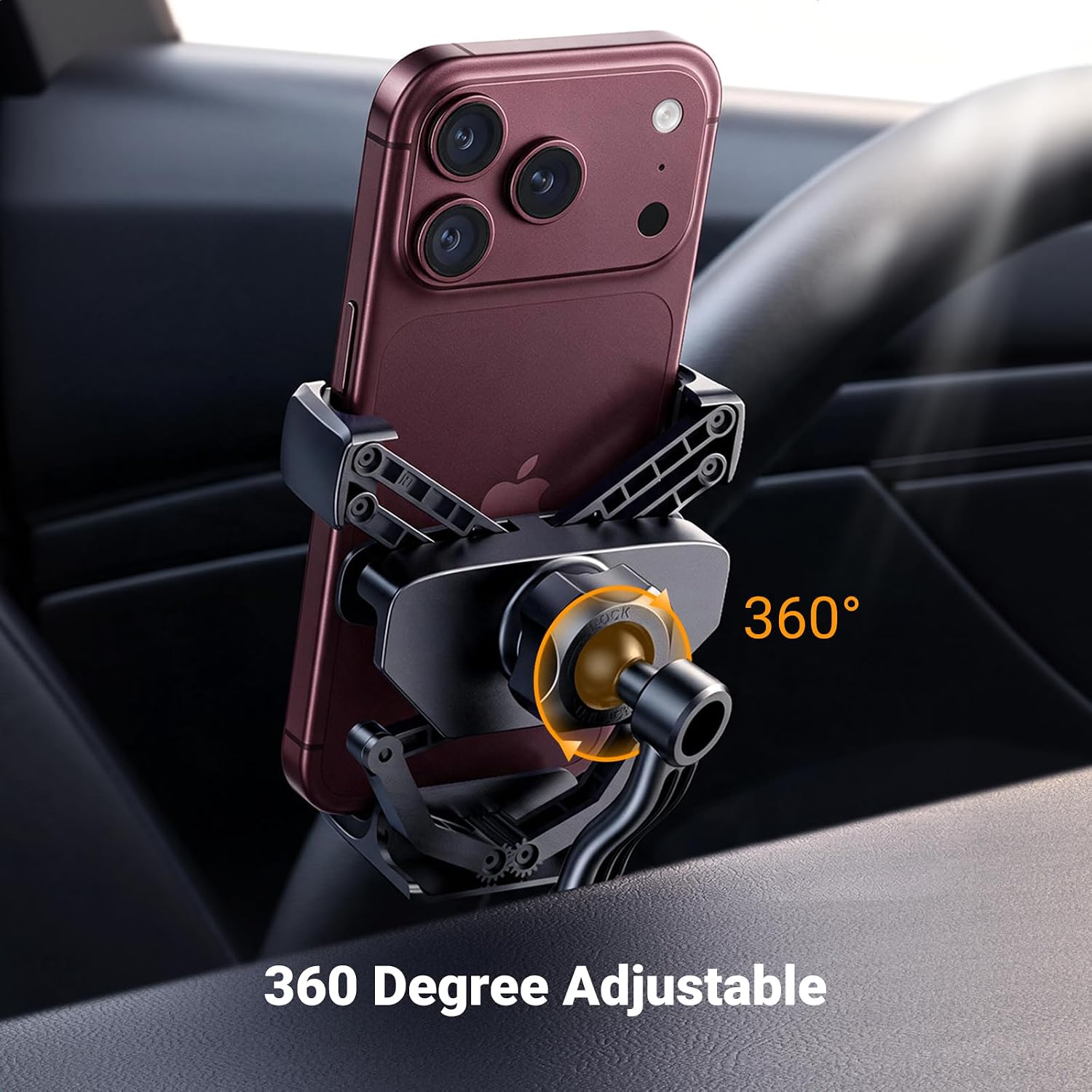 Detalle de UGREEN autotelefoonhouder voor ventilatierooster, 360° draaibaar met metalen haakclip
