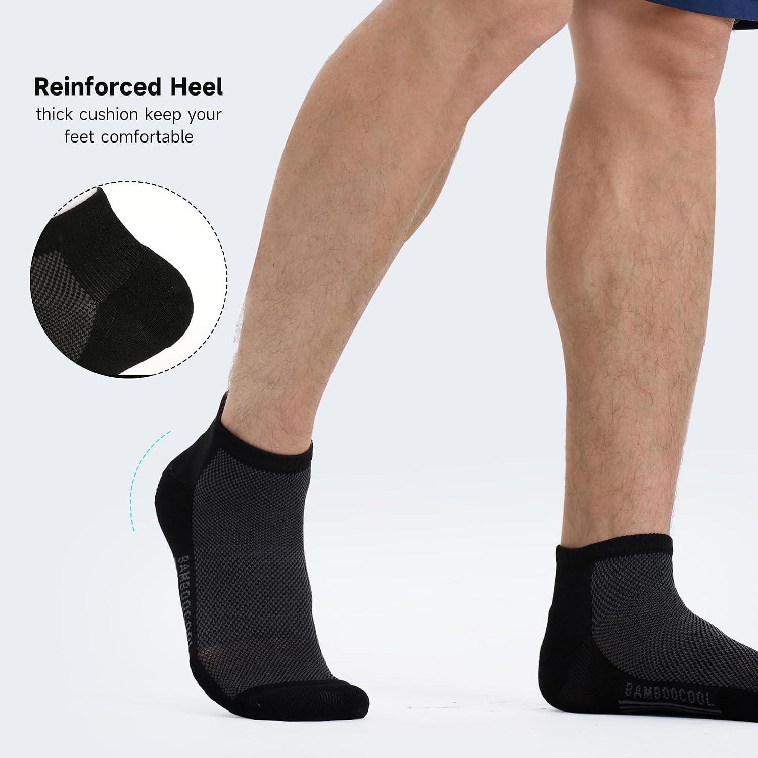 Detalle 2 de BAMBOO COOL Men's Athletic Ankle Socks Cushioned 8 Pack