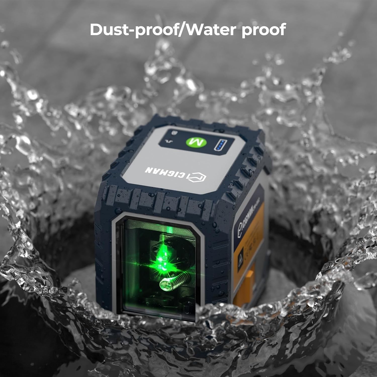 Detalle de CIGMAN Green Laser Level: Self-Leveling Cross Line, 30m Reach, Rechargeable Battery