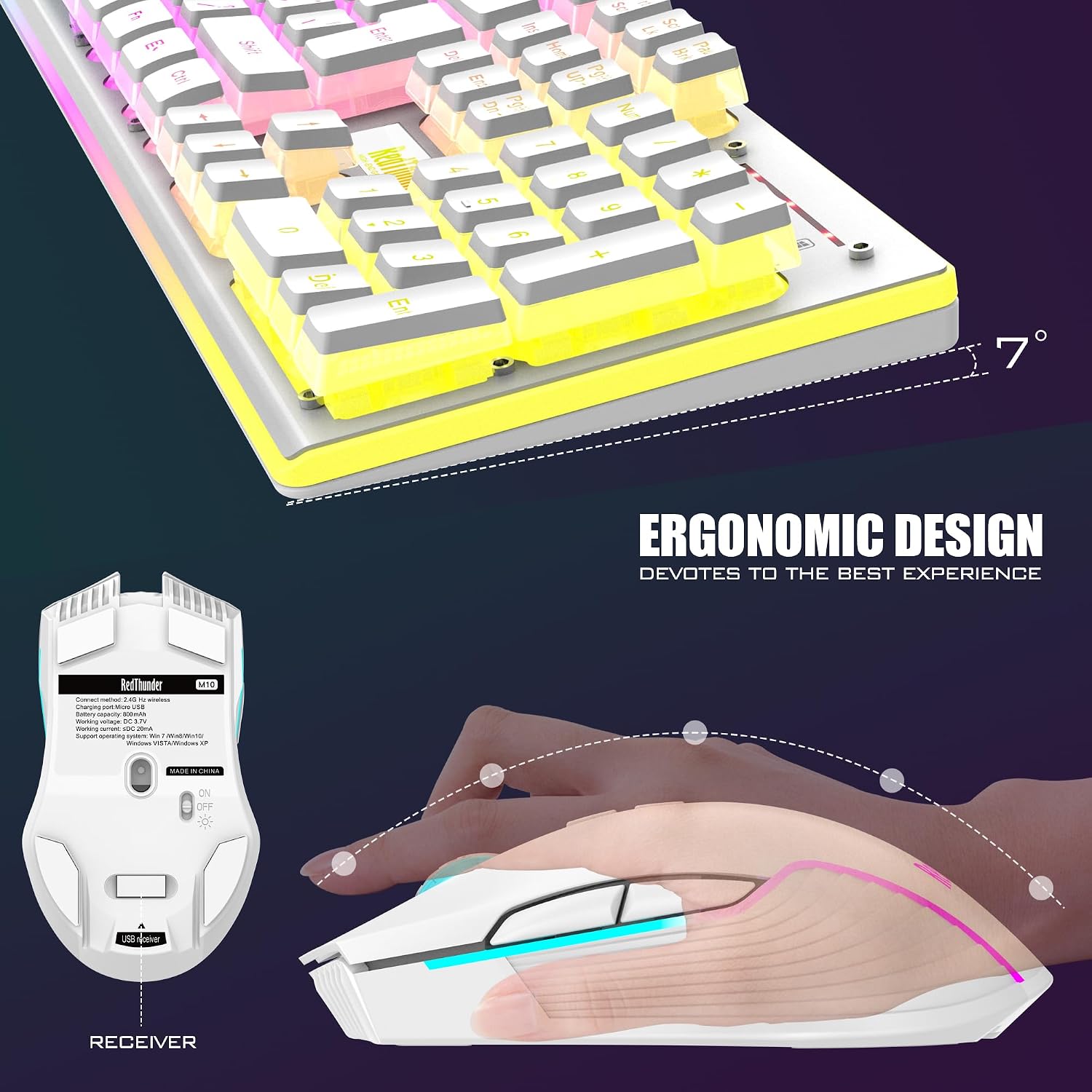 Detalle de RedThunder K10 Wireless Gaming Keyboard and Mouse Combo