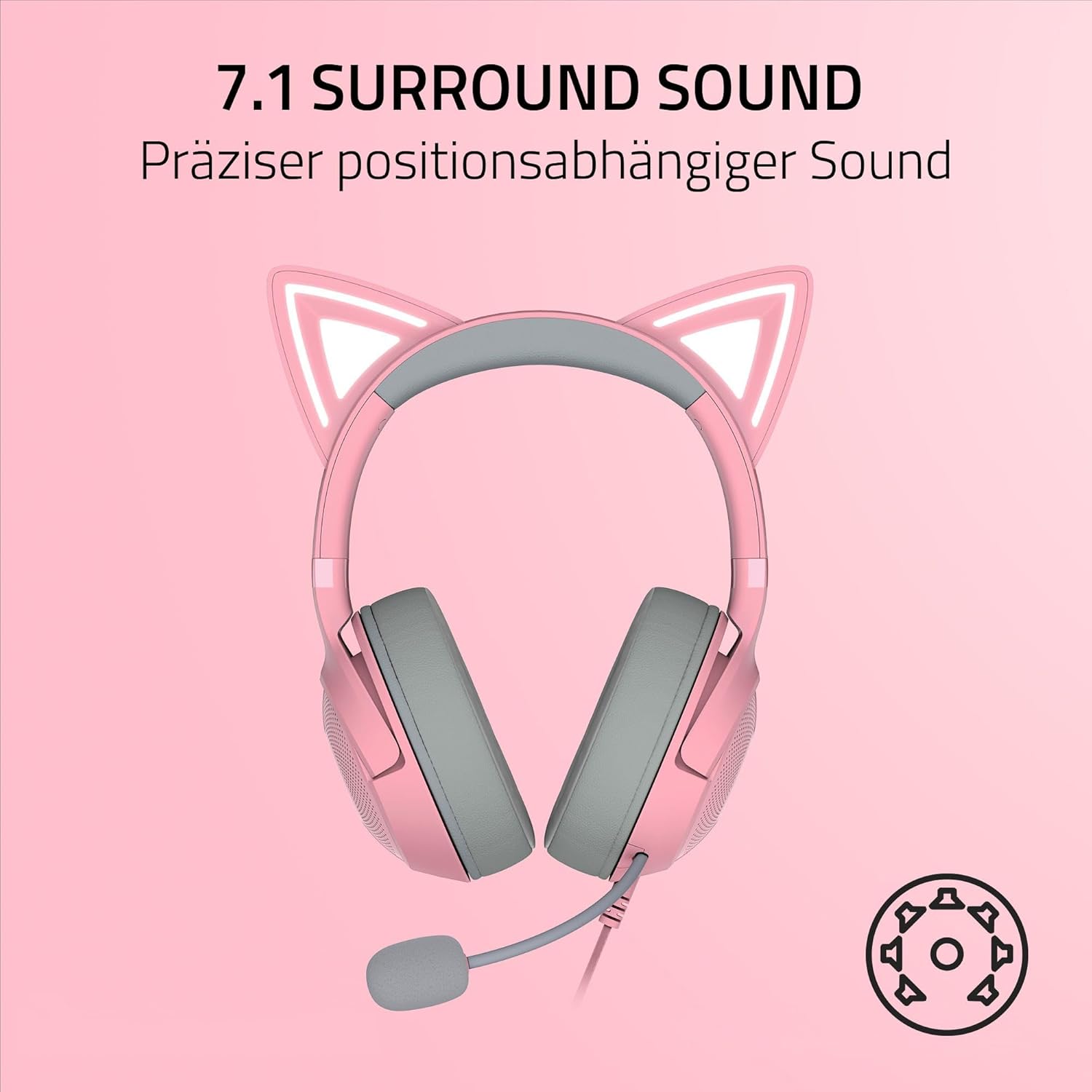 Thumbnail 5 de Razer Kraken Kitty V2 Kabelgebundenes RGB-Headset mit Katzenohren (Quartz)