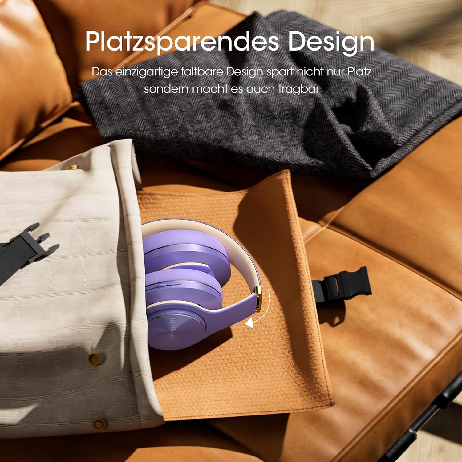 Detalle 2 de DOQAUS Bluetooth Over-Ear Kopfhörer Care 1 (bis zu 90 Std., 3 EQ-Modi) mit Mikrofon – Lila