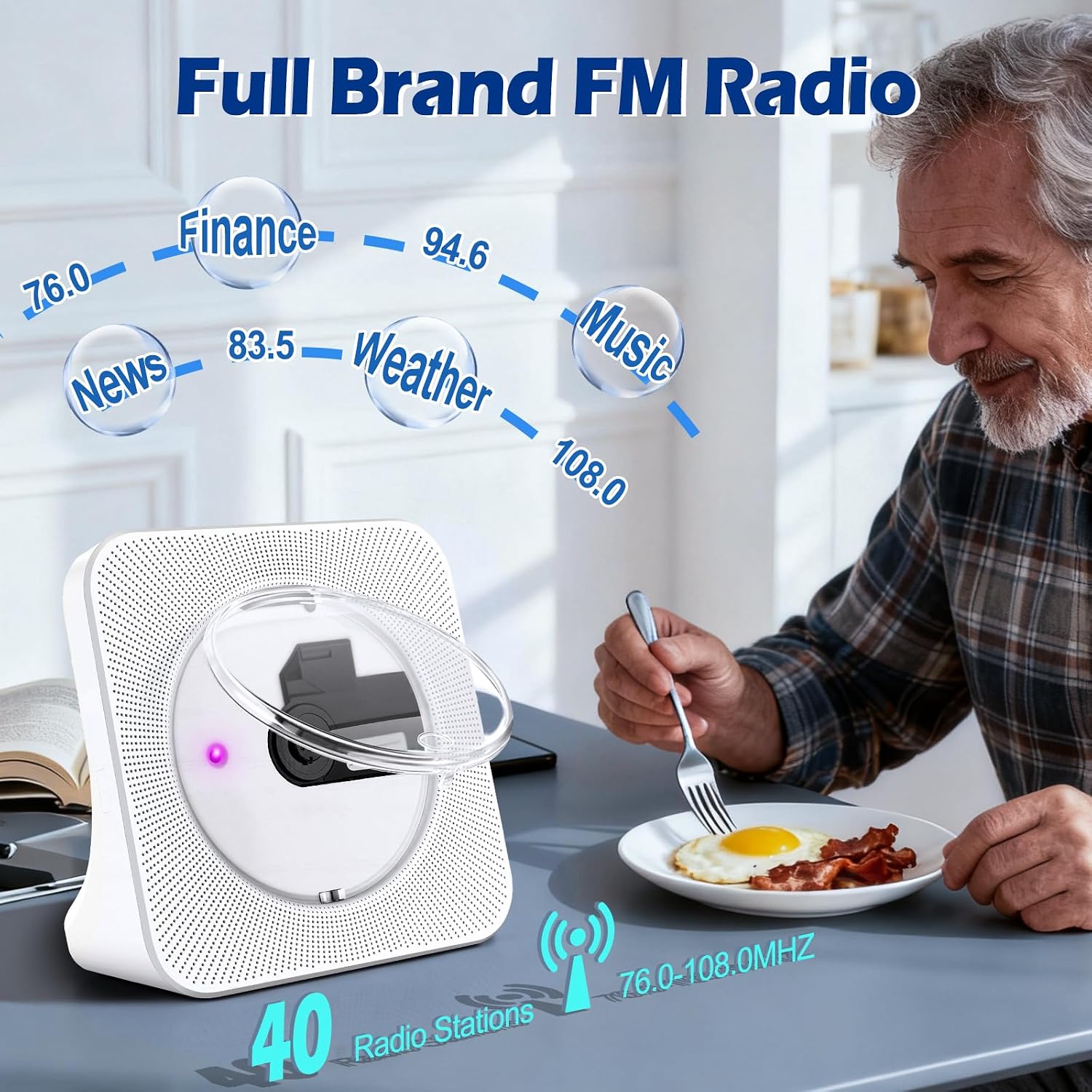 Thumbnail 3 de Reproductor CD Bluetooth con temporizador 70°