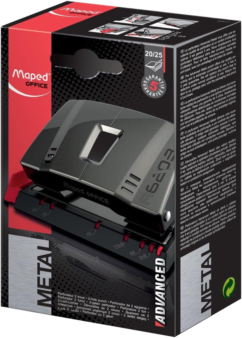 Thumbnail 2 de Maped Perforateur 2 trous Advanced métal — 25 feuilles Taupe Gris