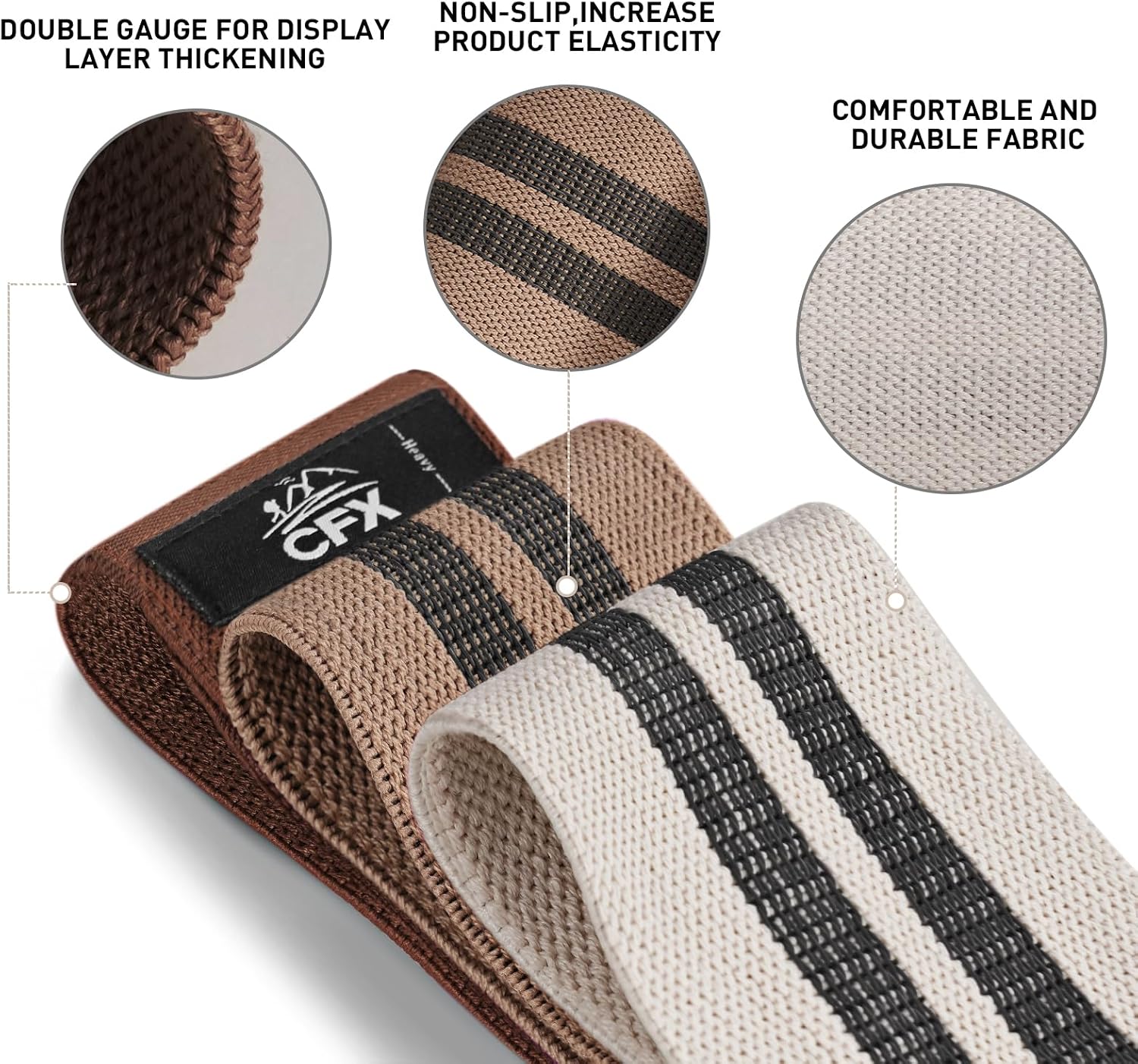 Detalle de CFX Resistance Bands, Fabric Exercise Loops with 3 Resistance Levels