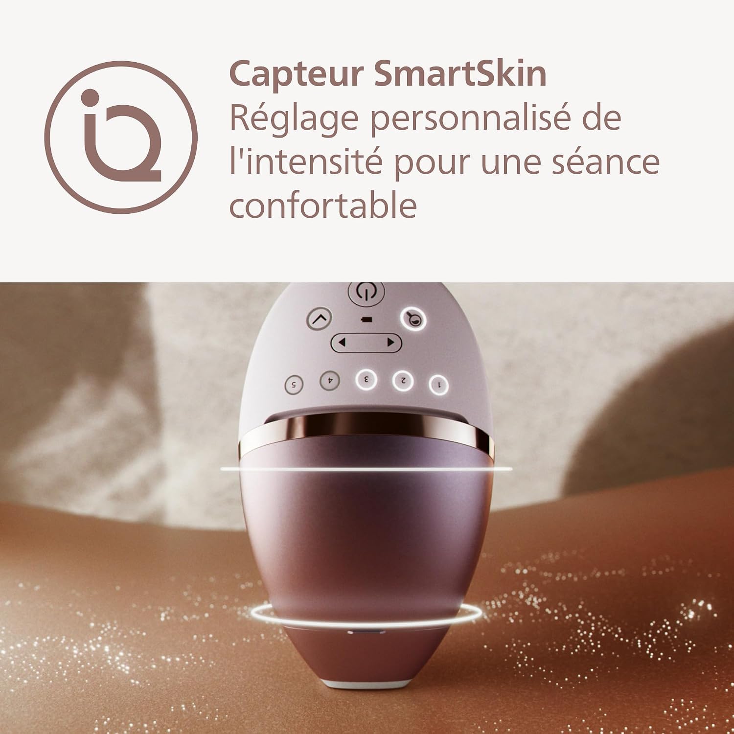 Detalle de Philips Lumea Série 8000 BRI944/00 : épilateur à lumière pulsée IPL SenseIQ, 2 embouts corps & visage