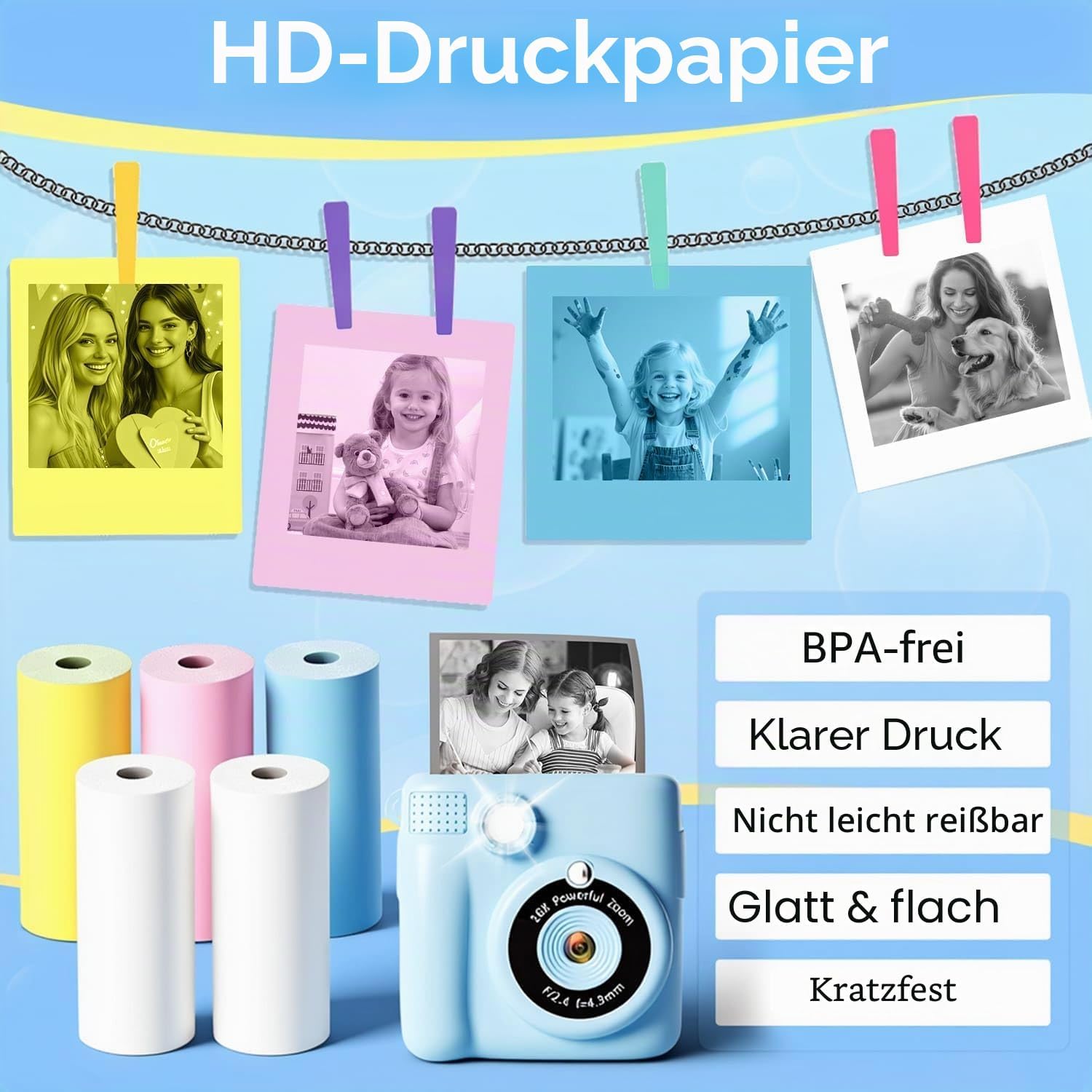 Thumbnail 5 de 18 Rollen Kinderkamera-Papierrolle 5,7x2,5 cm