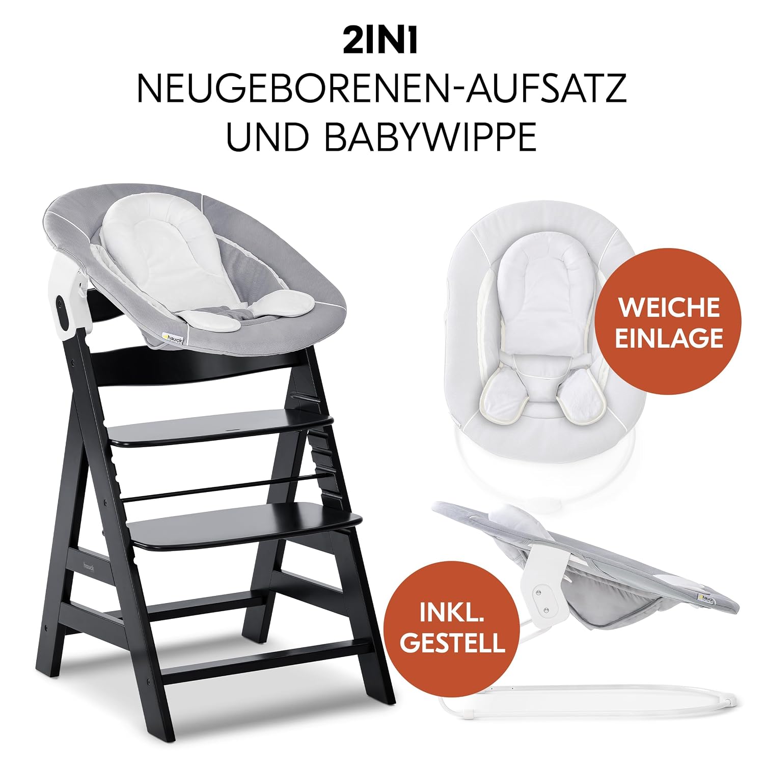 Thumbnail 3 de hauck Alpha+ Hochstuhl Newborn Set 4in1 mit 2in1 Bouncer – Schwarz, FSC-Buchenholz, bis 90 kg